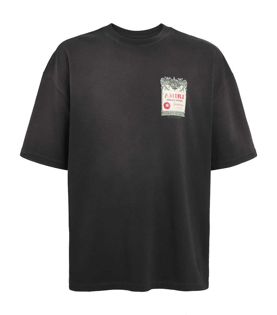 AMIRI Mens Cotton Chateau Stamp T-Shirt Black Image 1