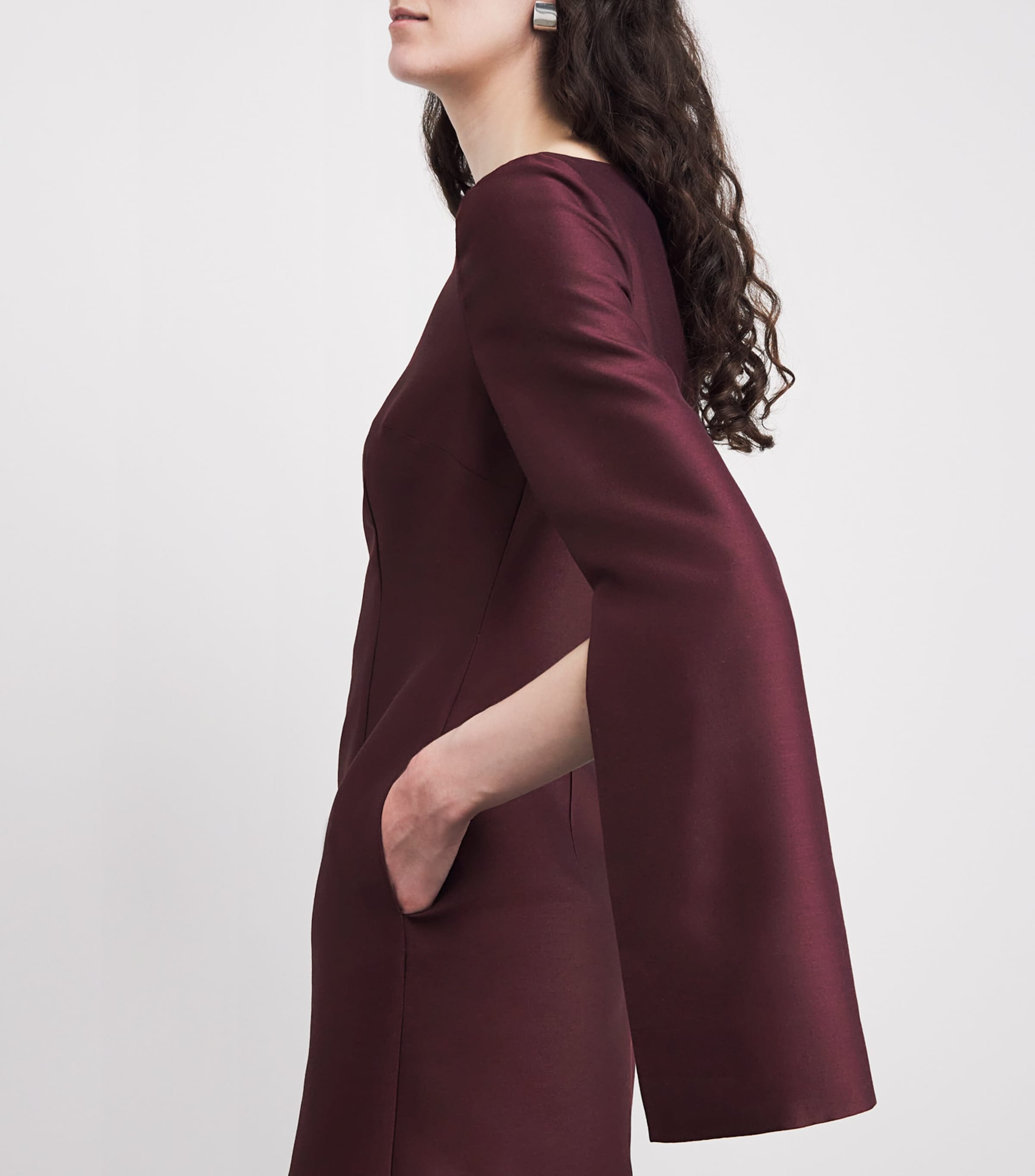 Adam Lippes Womens Wool-Silk Talitha Midi Dress Aubergine Image 3