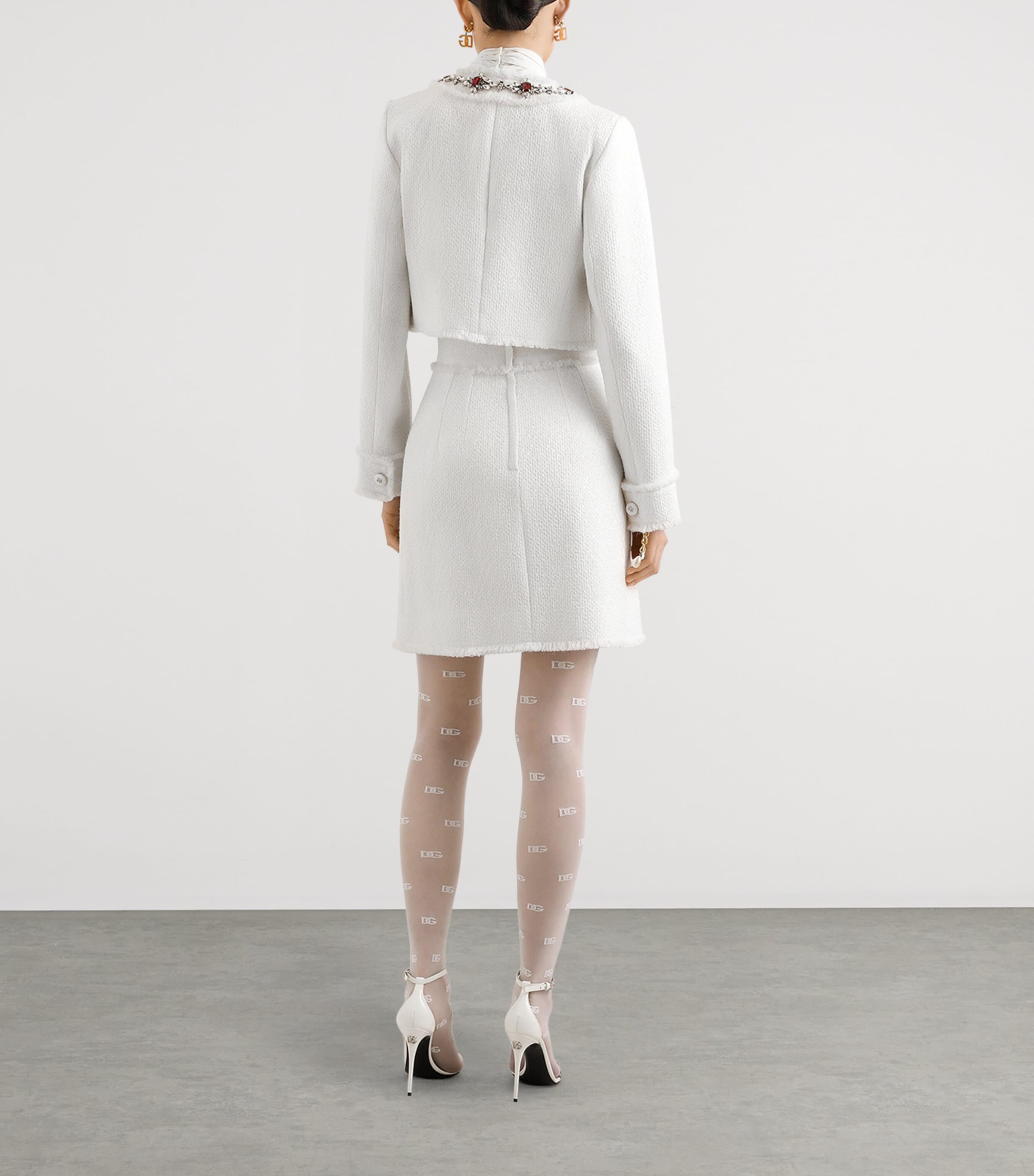 Tweed Embellished Jacket W3789-VERY LIGHT CRE Image 3