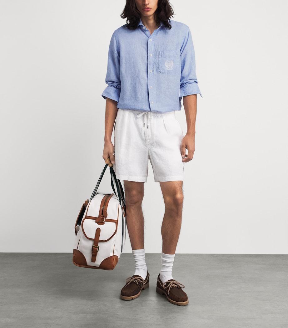 Polo Ralph Lauren Mens x Wimbledon Linen Shirt Office Blu Wht Image 2