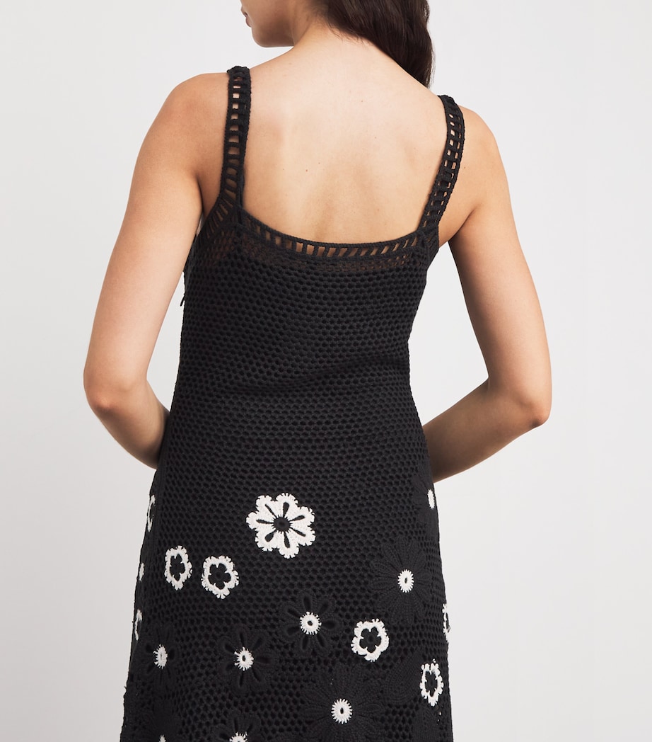 Cotton Crochet Midi Dress BLACK / WHITE Image 4