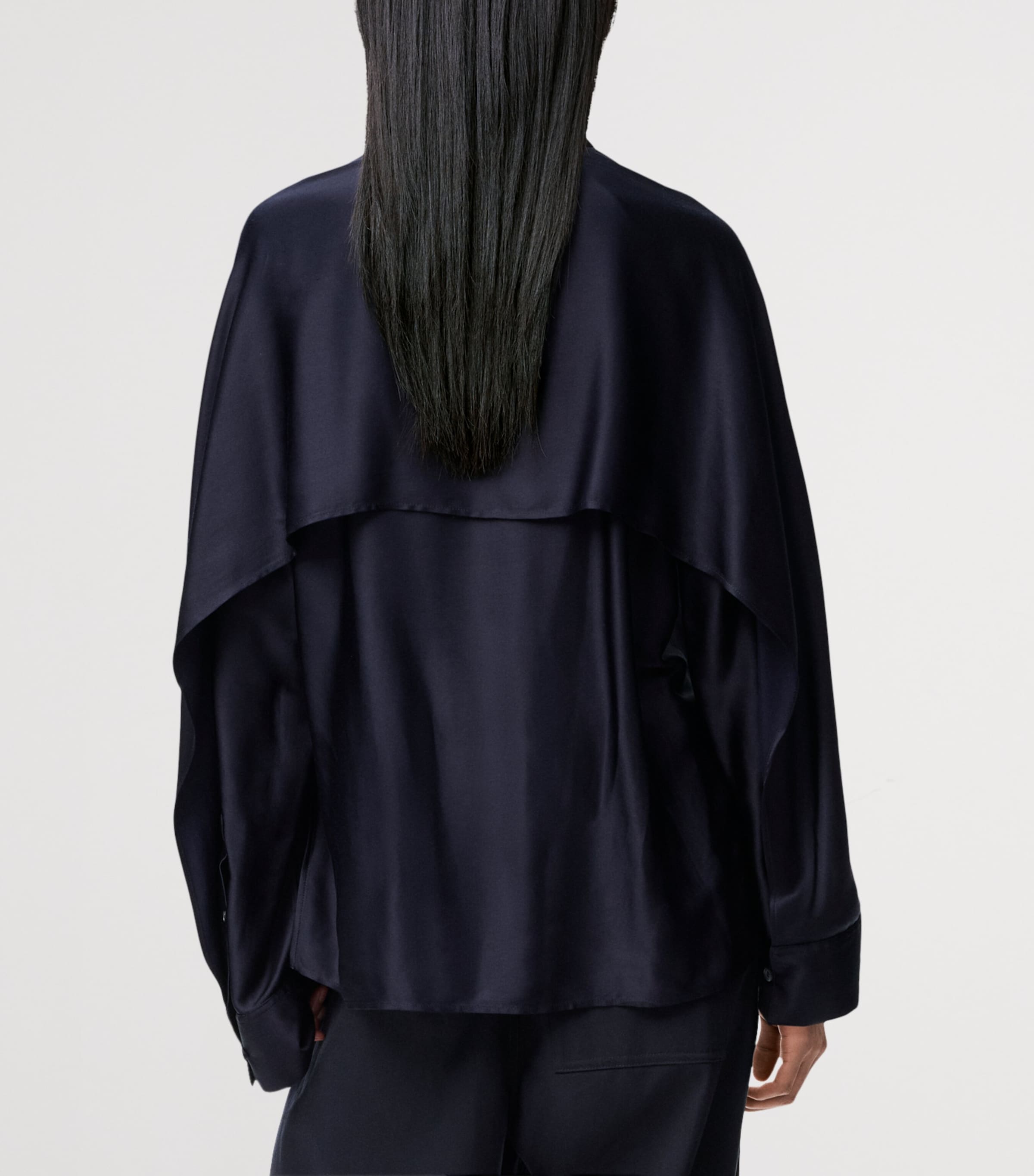 Satin Cape Shirt DARK NAVY BLUE Image 4
