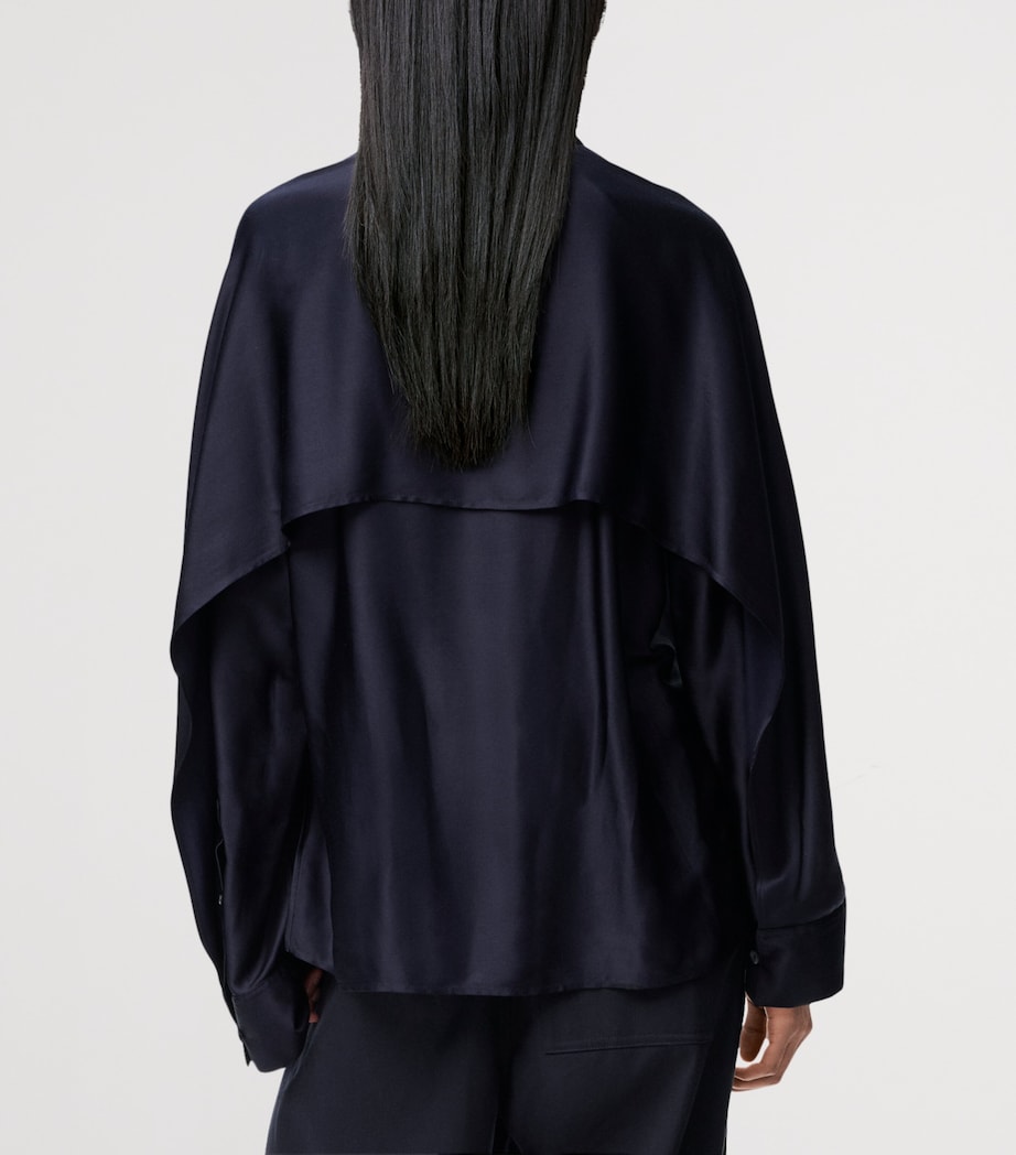 Satin Cape Shirt DARK NAVY BLUE Image 4