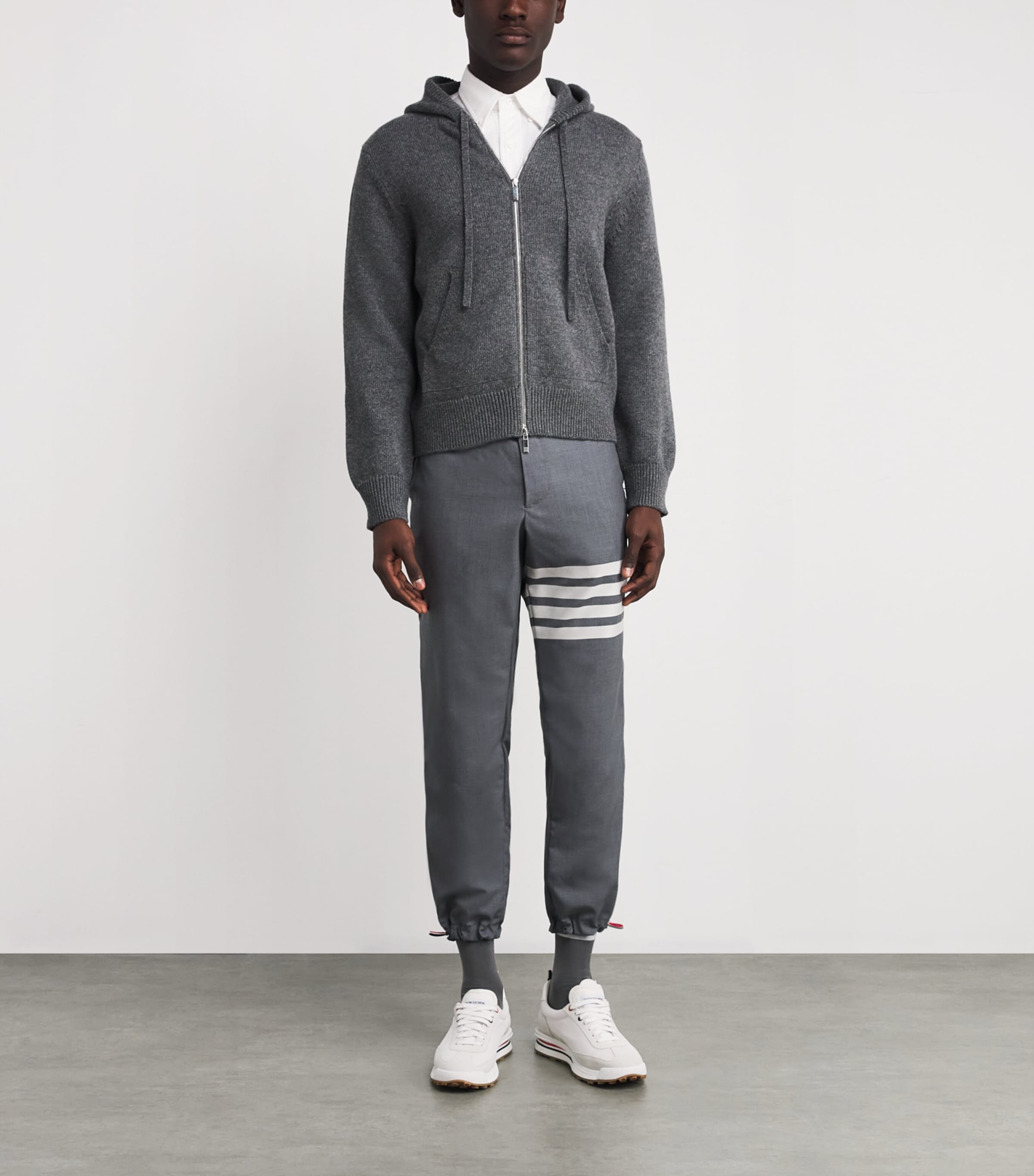 Merino Wool Geese Zip-Up Hoodie MED GREY Image 2