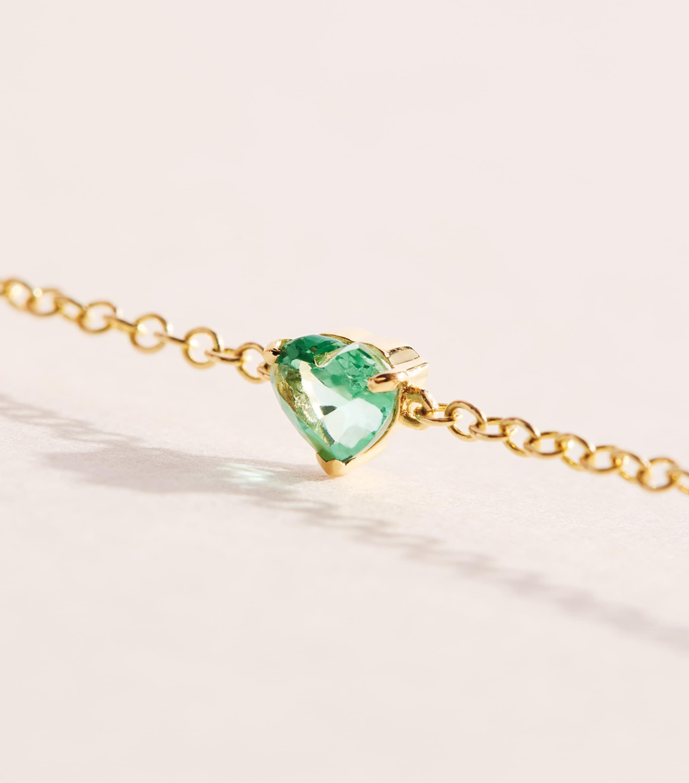 SHAY Yellow Gold and Emerald Baby Heart Bracelet Yellow Gold Image 3