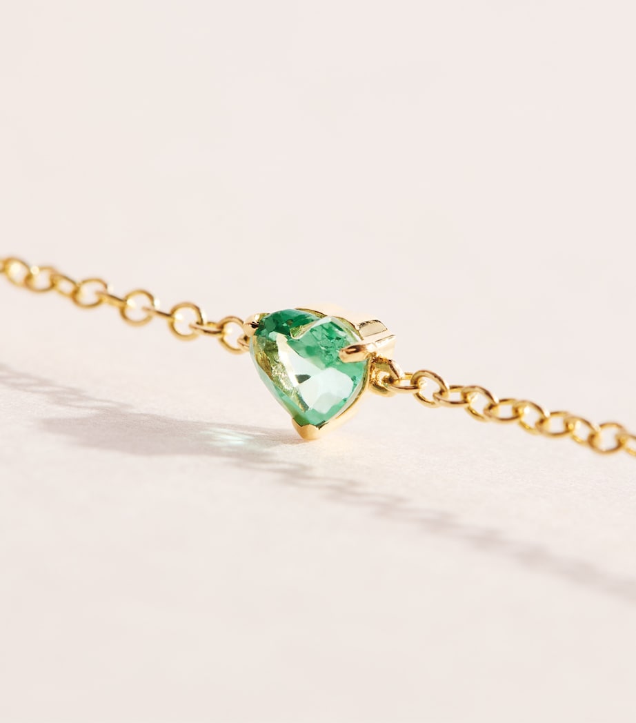 SHAY Yellow Gold and Emerald Baby Heart Bracelet Yellow Gold Image 3