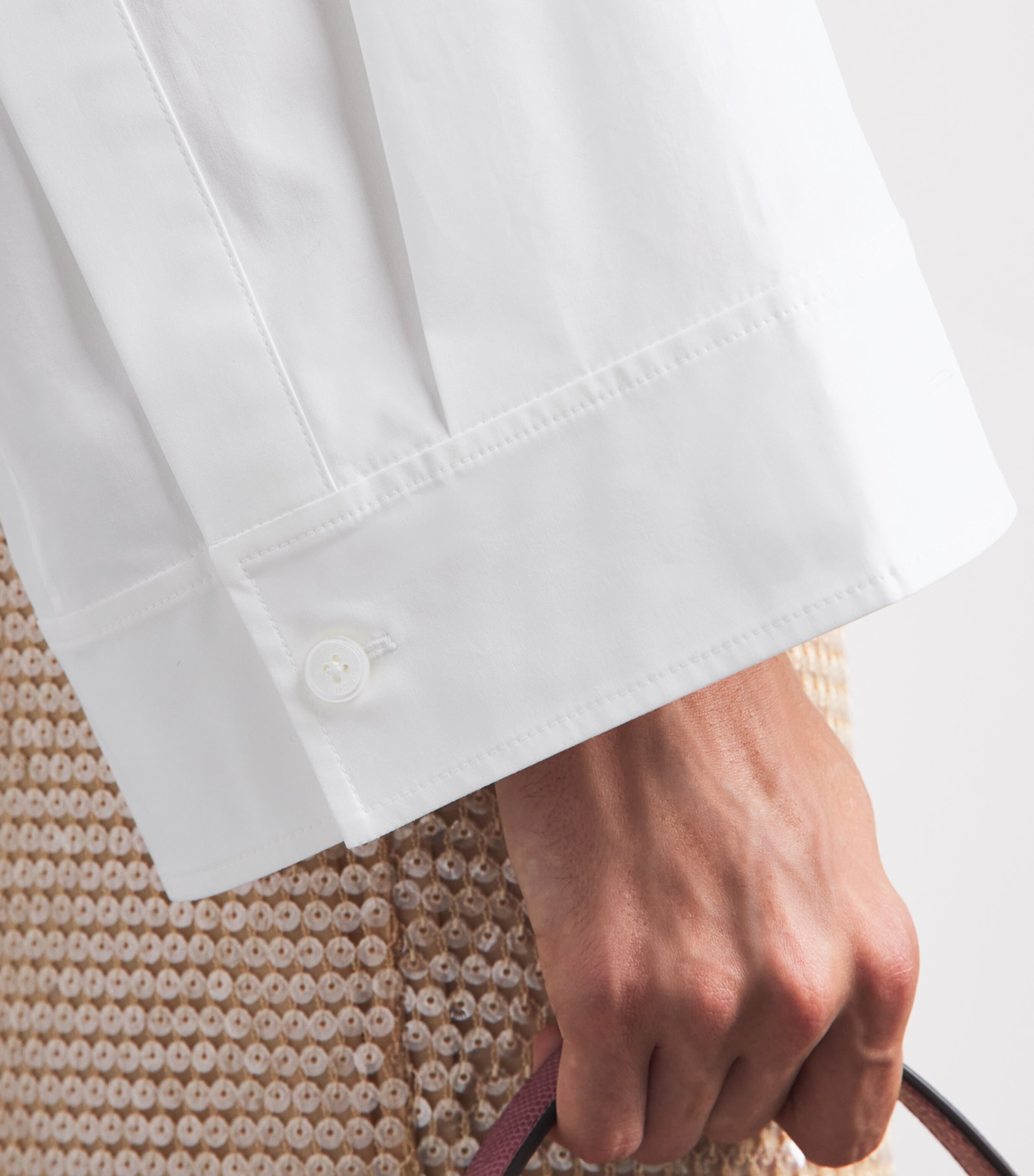 Tory Burch Womens Stretch-Cotton Bow Blouse White Image 3