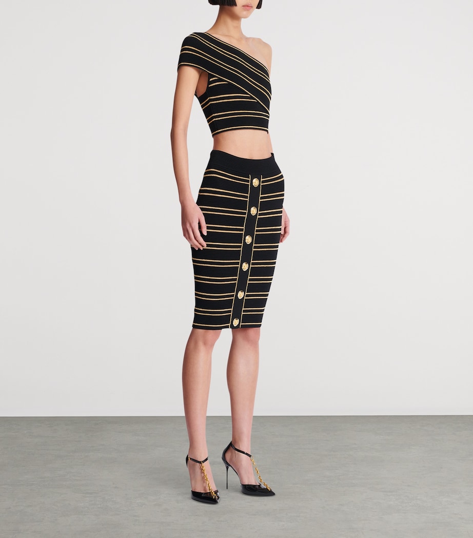 Stripe Midi Pencil Skirt EAD NOIR/OR Image 3