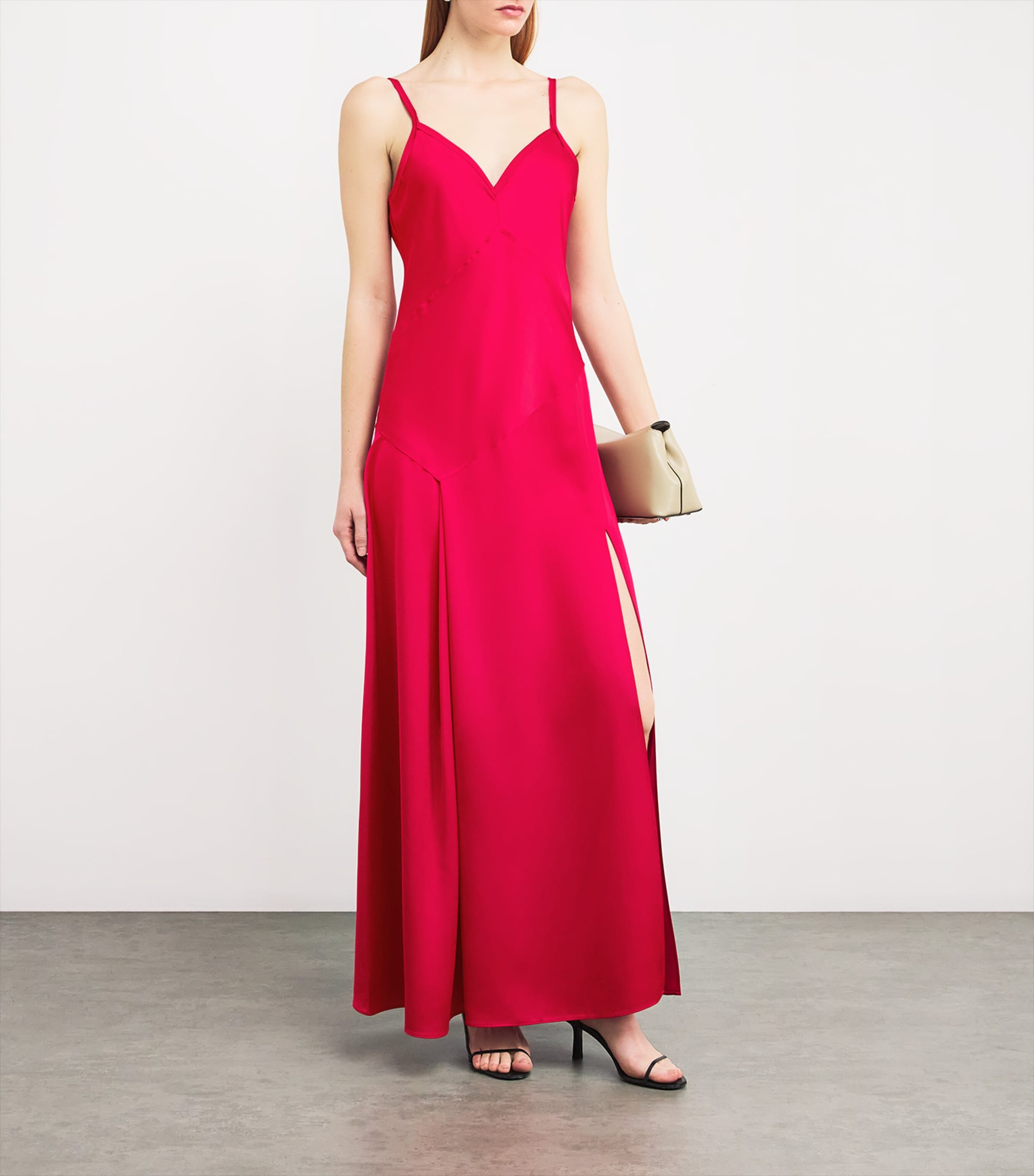 MAX&Co. Womens Satin Slip Maxi Dress Red Image 2