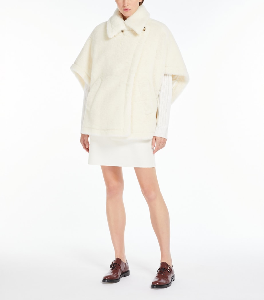 Max Mara Womens Alpaca-Wool-Silk Cape Optical White Image 4