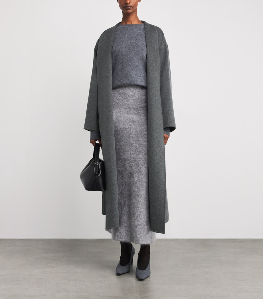 Cashmere Wrap Belt Long Coat RU7292 MID GREY Image 2