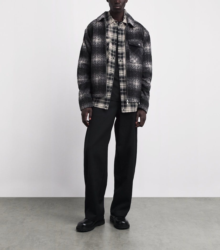 Moncler Mens Cotton Check Zip-Up Shirt Image 2
