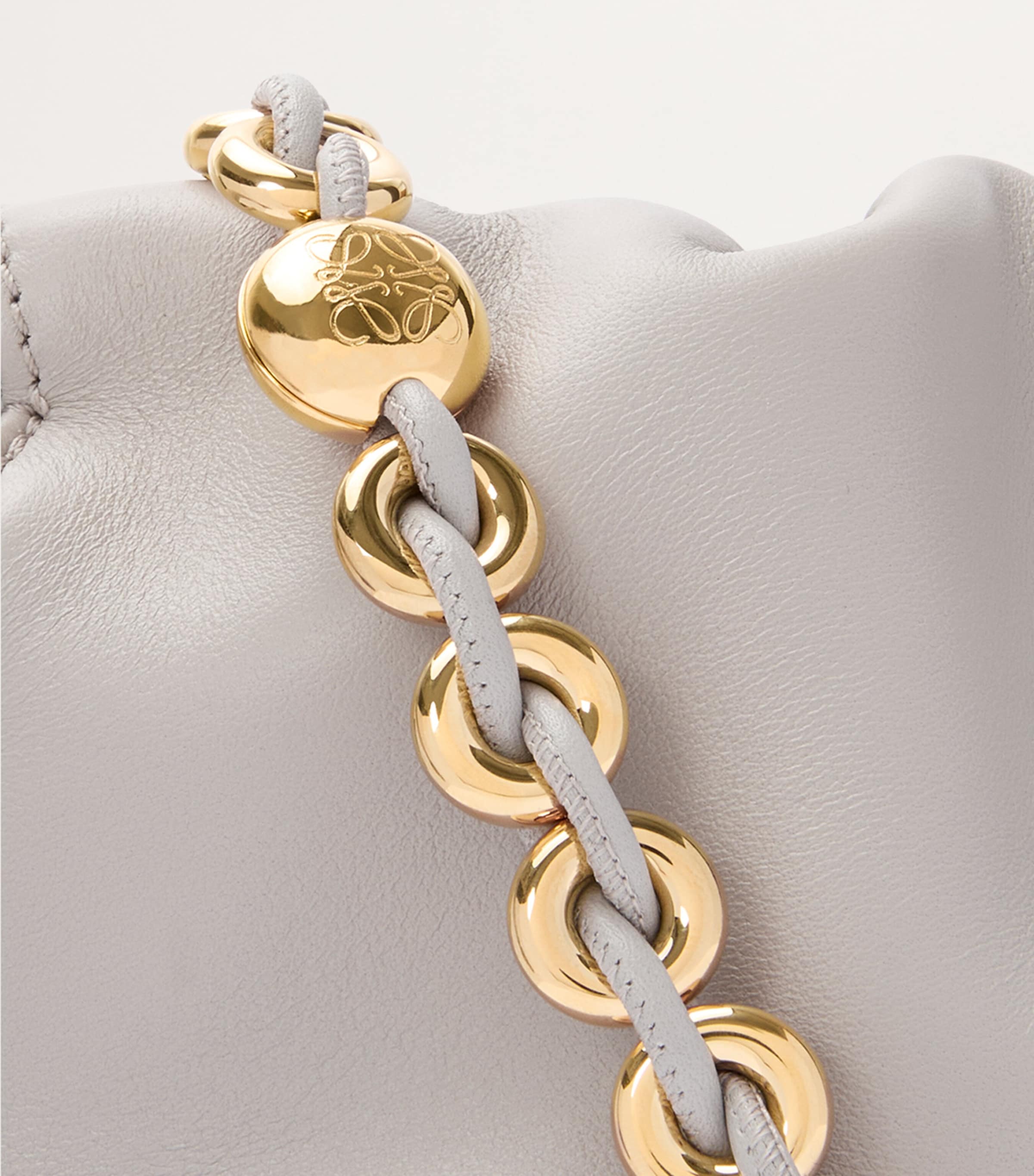 Medium Leather Flamenco Shoulder Bag SHELL GREY Image 10