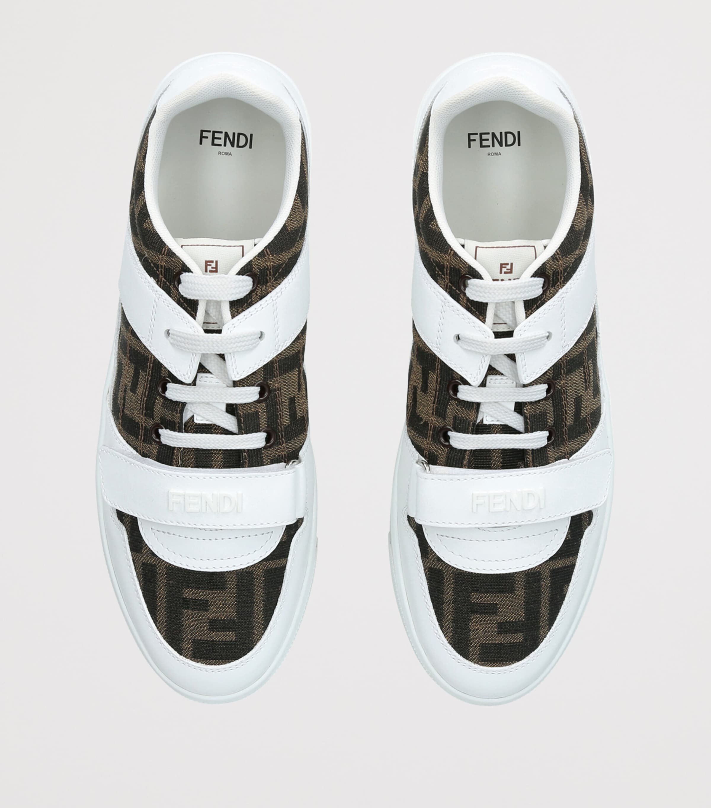 Fendi Kids Leather Logo Sneakers White/comb Image 4