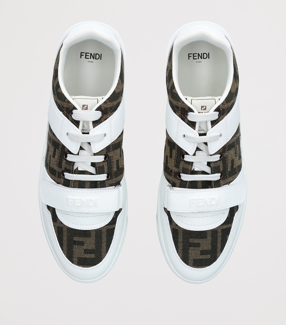 Fendi Kids Leather Logo Sneakers White/comb Image 4