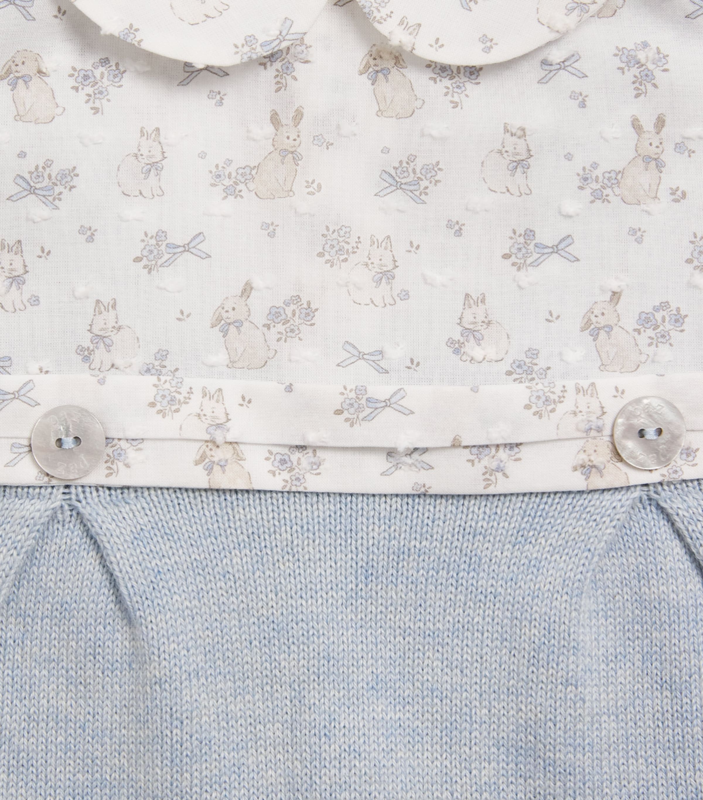 Paz Rodriguez Cotton Knit All-In-One (0-12 Months) Chalk Blue Image 3