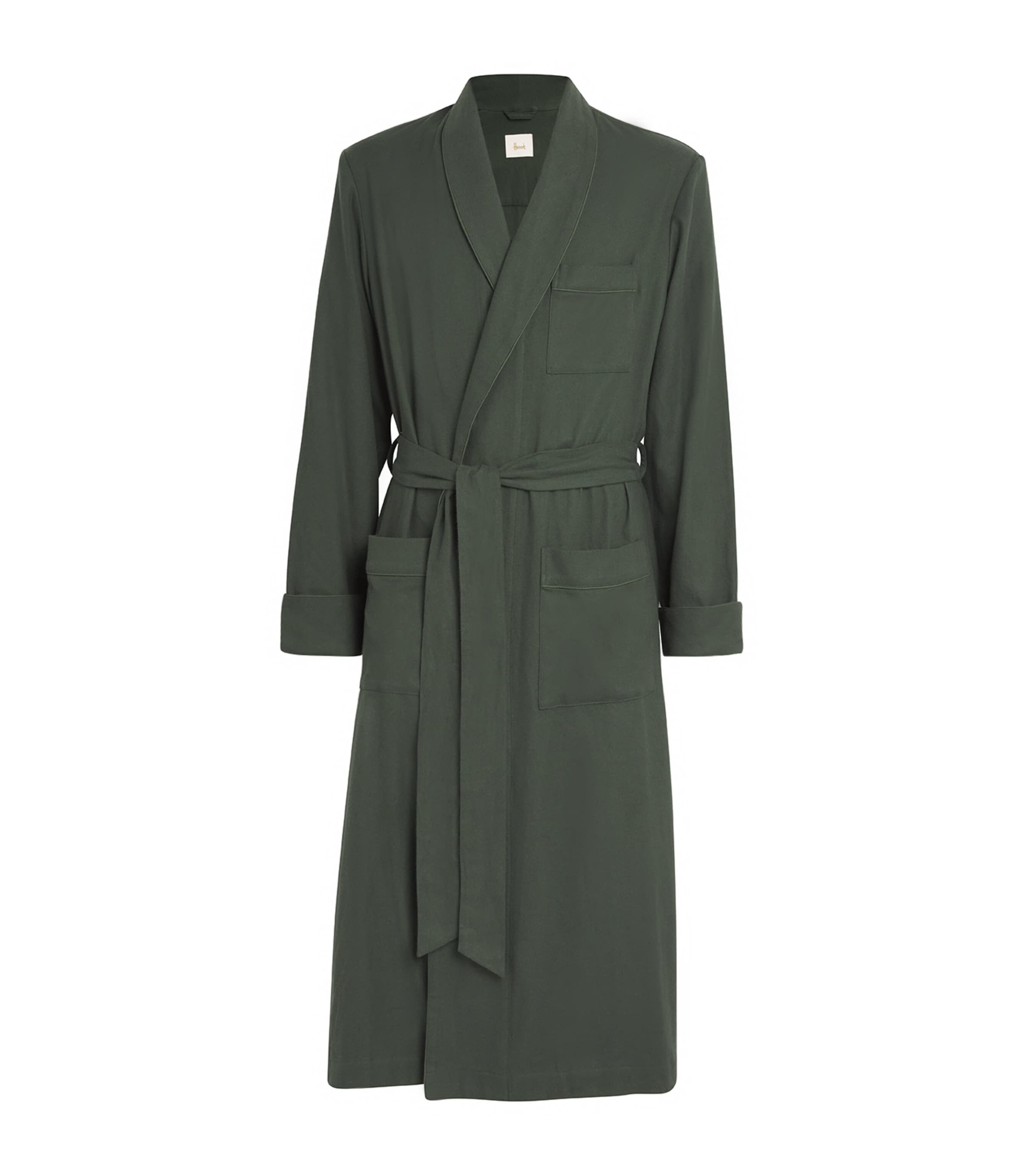 Harrods Brushed Cotton Robe In Green