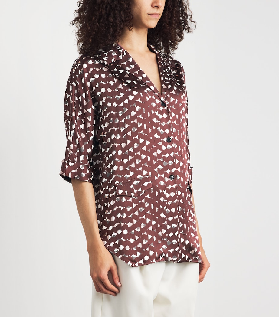 Kiton Womens Silk Printed Blouse Bordeaux Print Image 4
