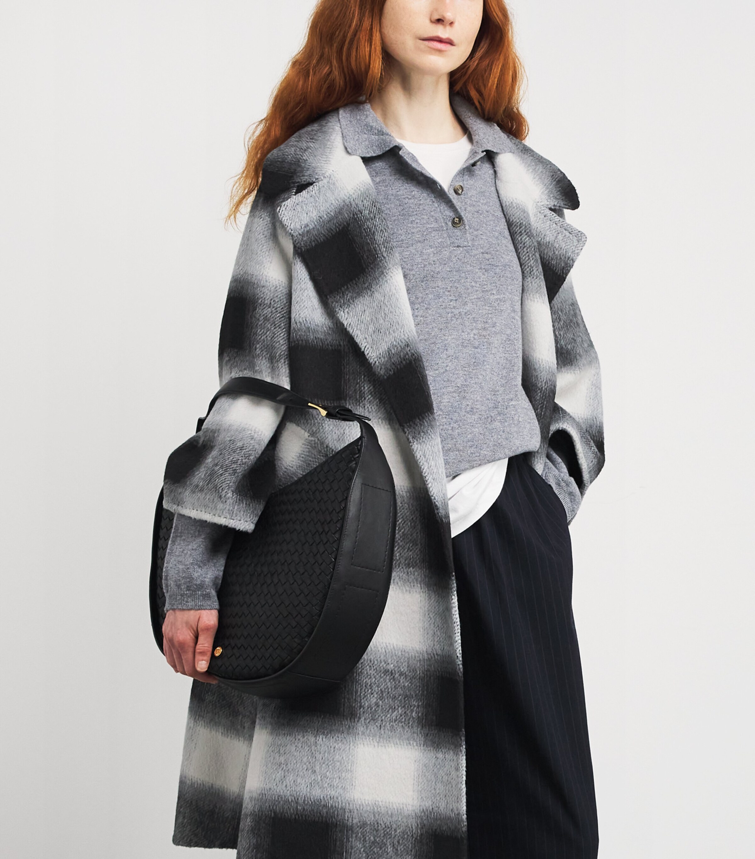 Wolk Morais Womens Cashmere Le Swing Coat Black/white Plaid Image 6