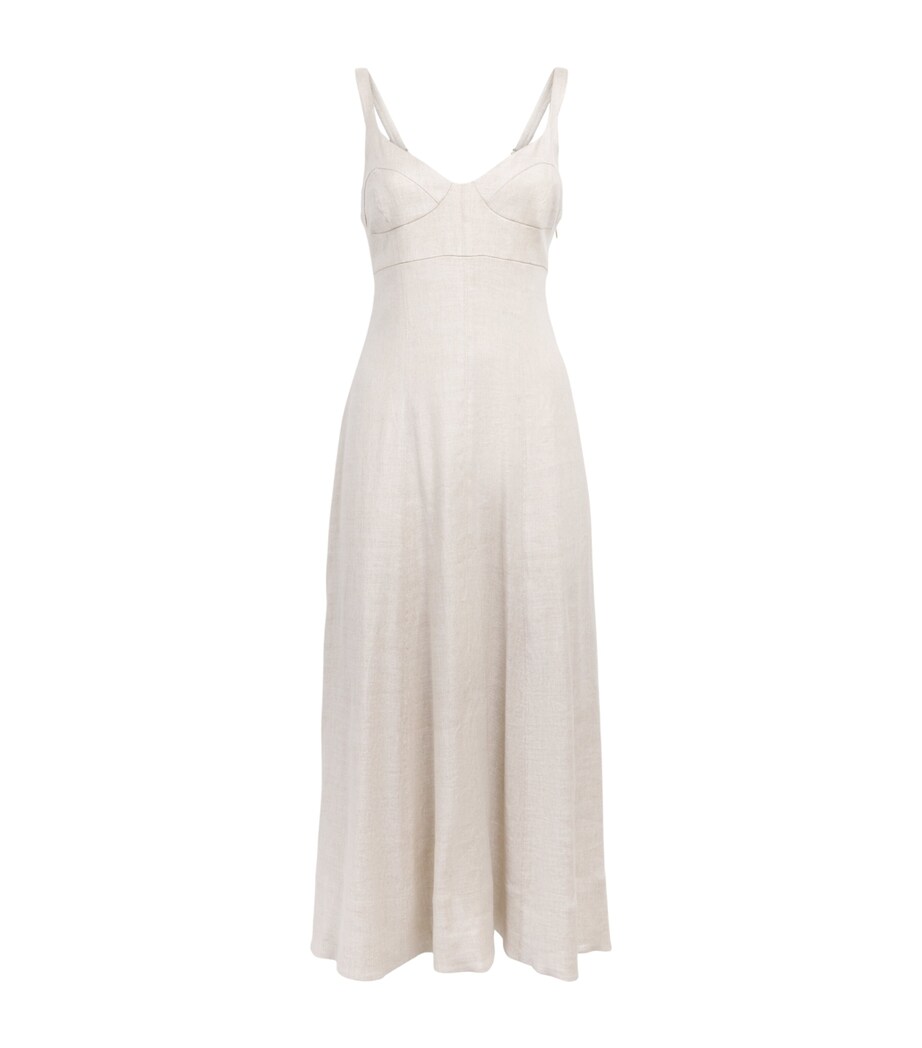 Toccin Womens Linen-Blend Arya Midi Dress Desert Image 1