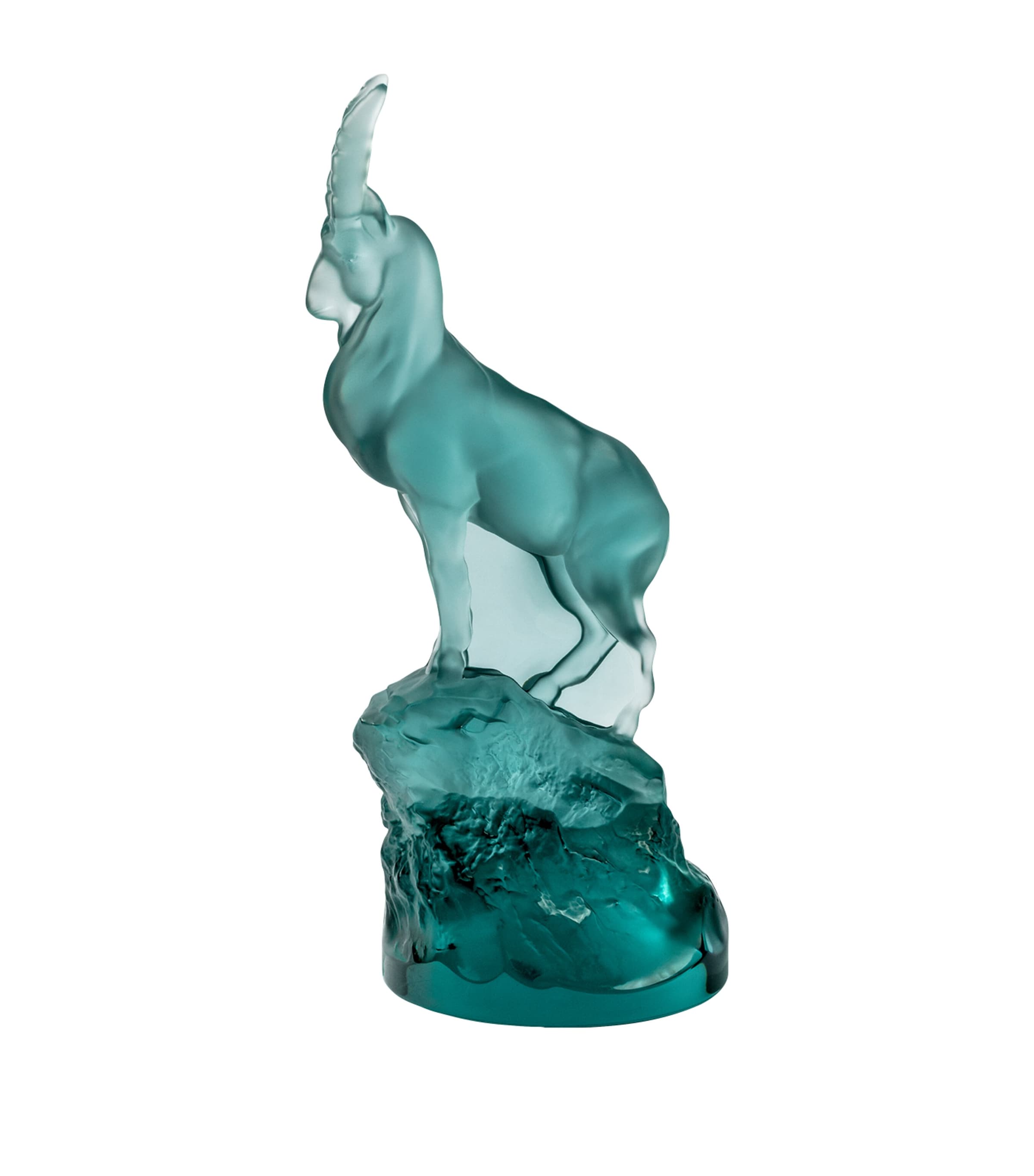 Lalique Crystal Ibex Sculpture In Blue