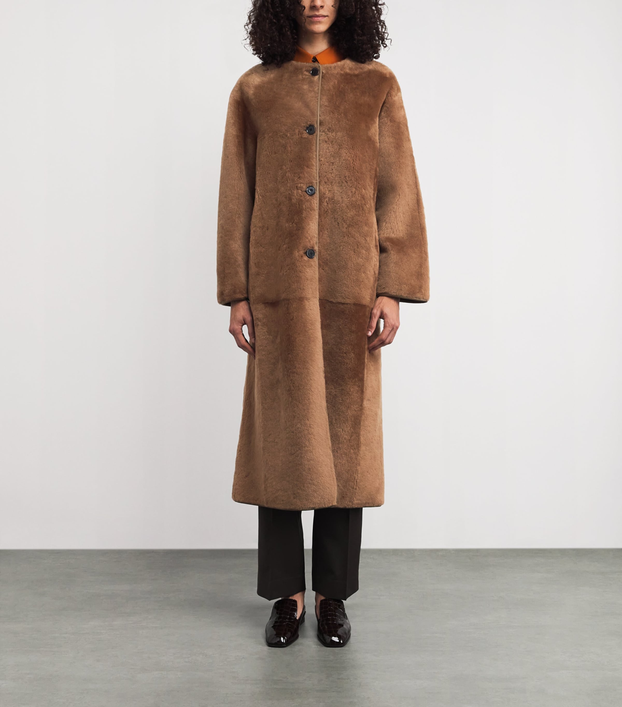 Shearling-Leather Reversible Rilana Coat OAK Image 3