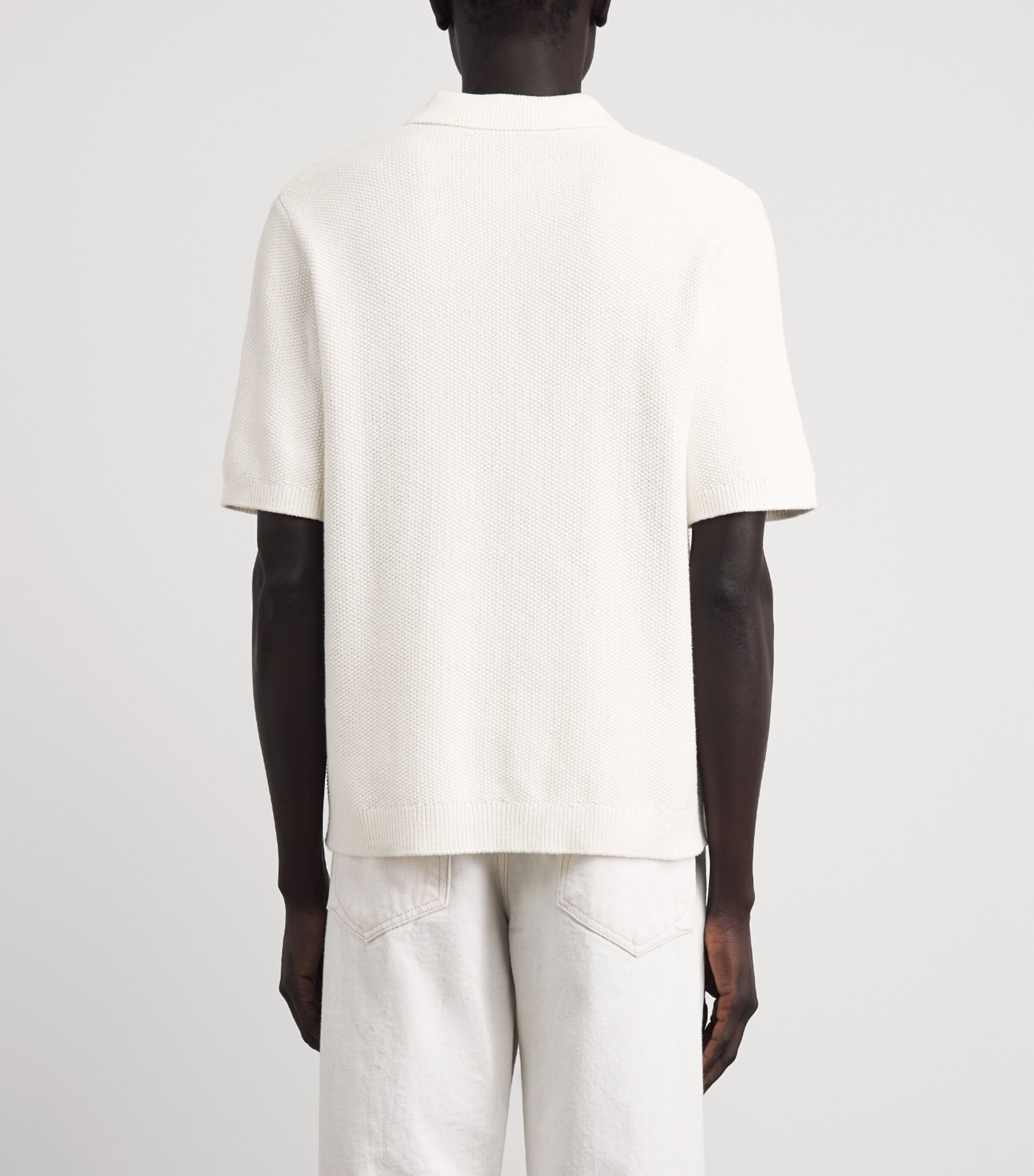 Wax London Mens Cotton Knitted Tellaro Shirt Ecru Image 5