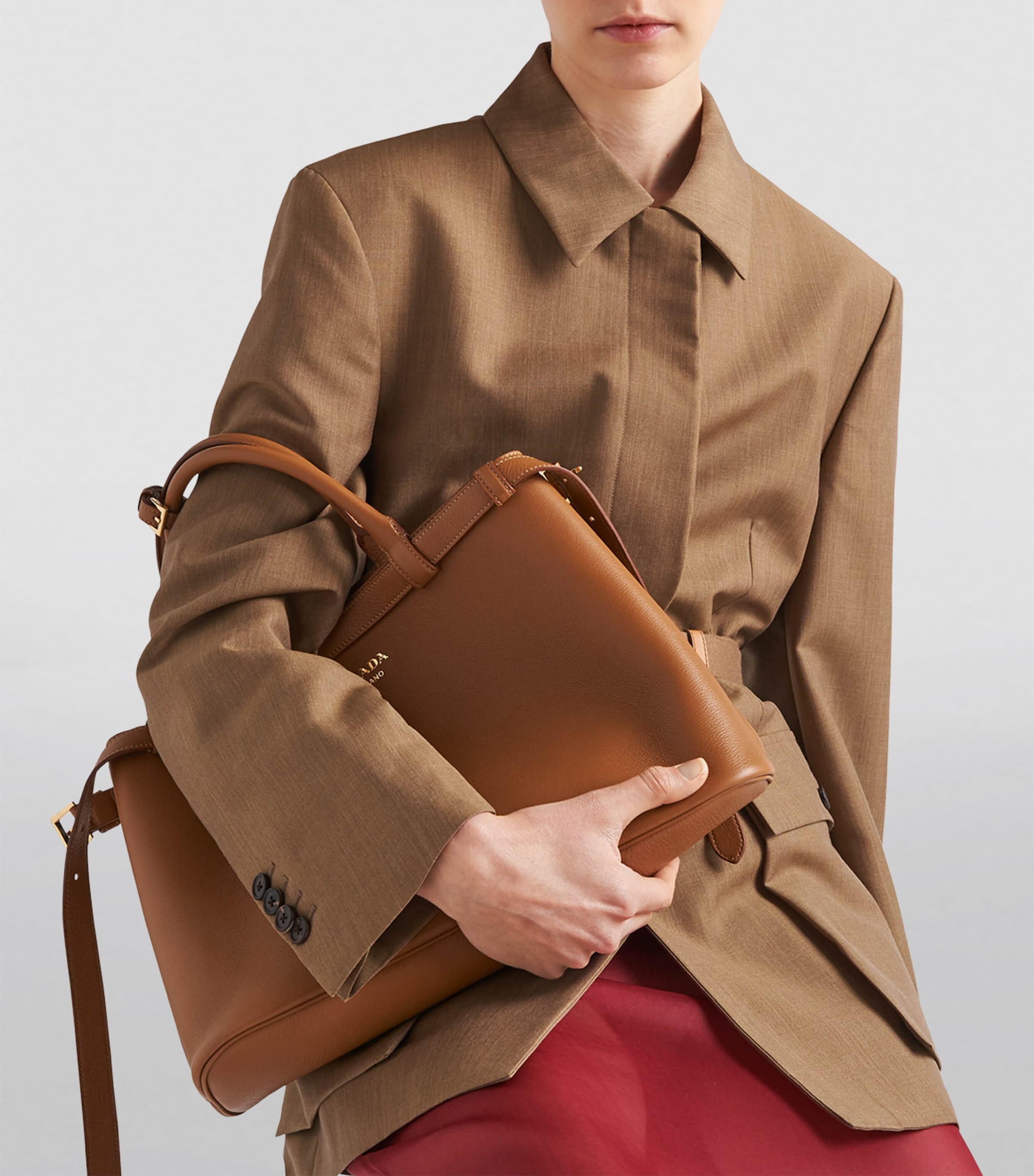 Medium Leather Buckle Tote Bag F03BH Image 5