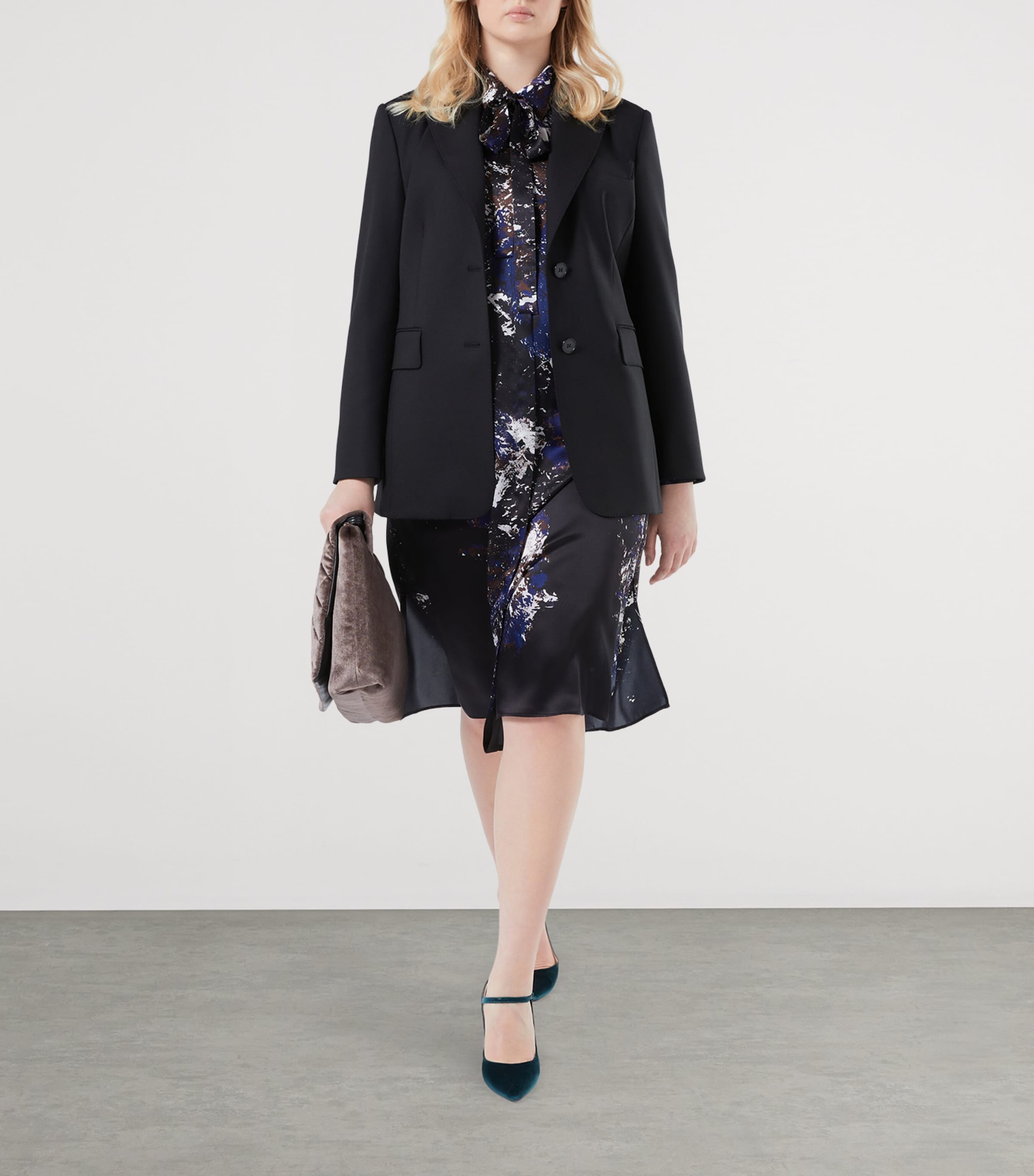 Silk Danila Shirt Midi Dress BLUE/BLACK Image 4