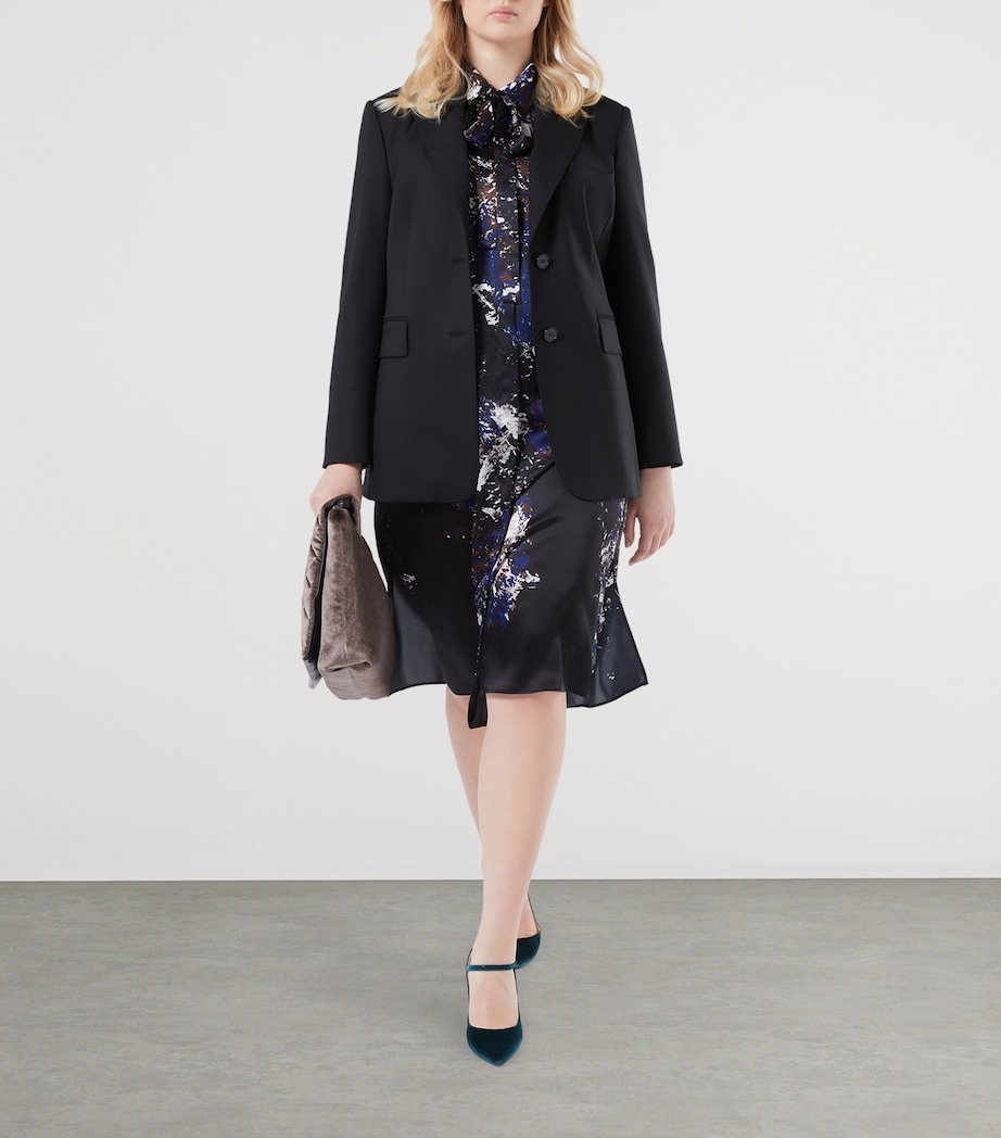 Silk Danila Shirt Midi Dress BLUE/BLACK Image 4