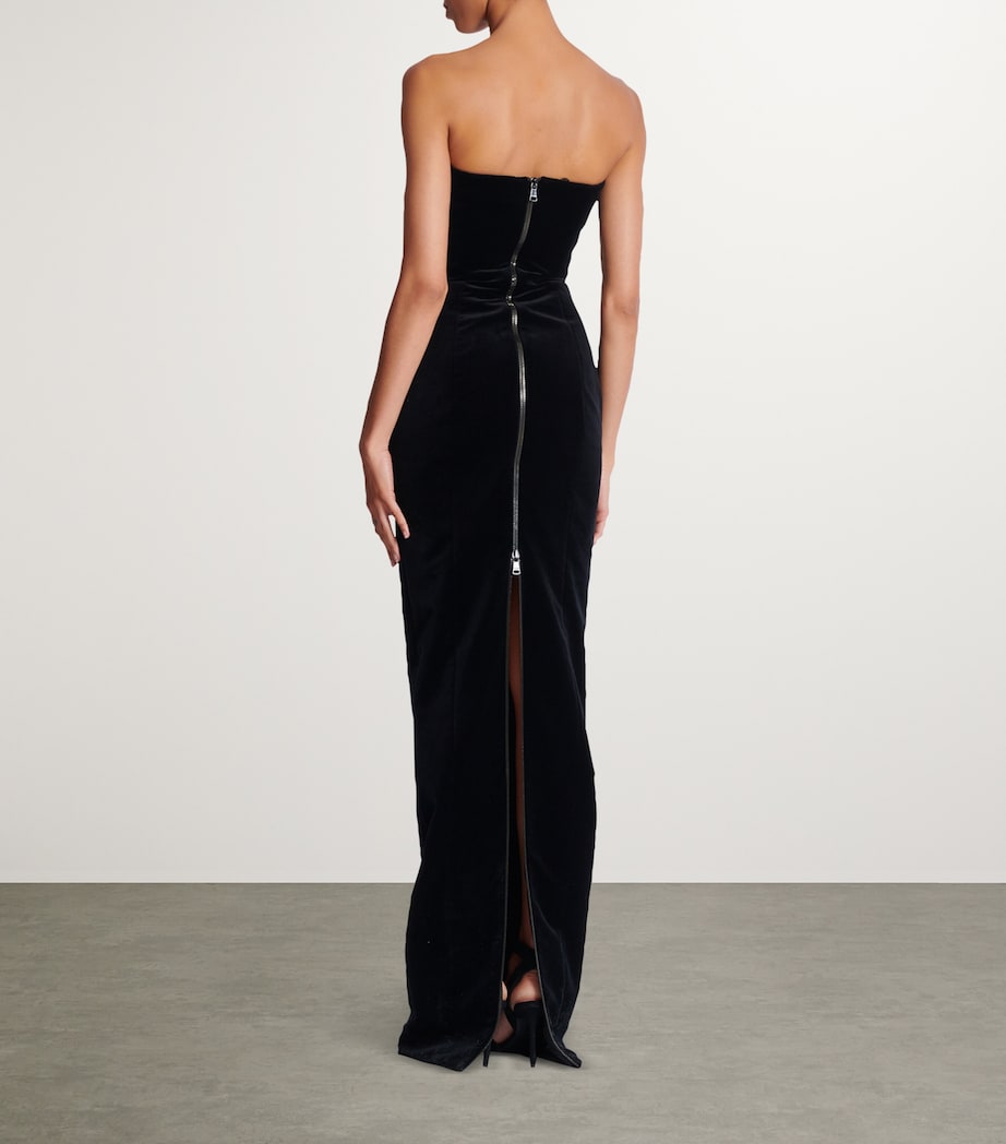 Embroidered-Velvet Maxi Dress EAW NOIR/CRISTAL Image 3