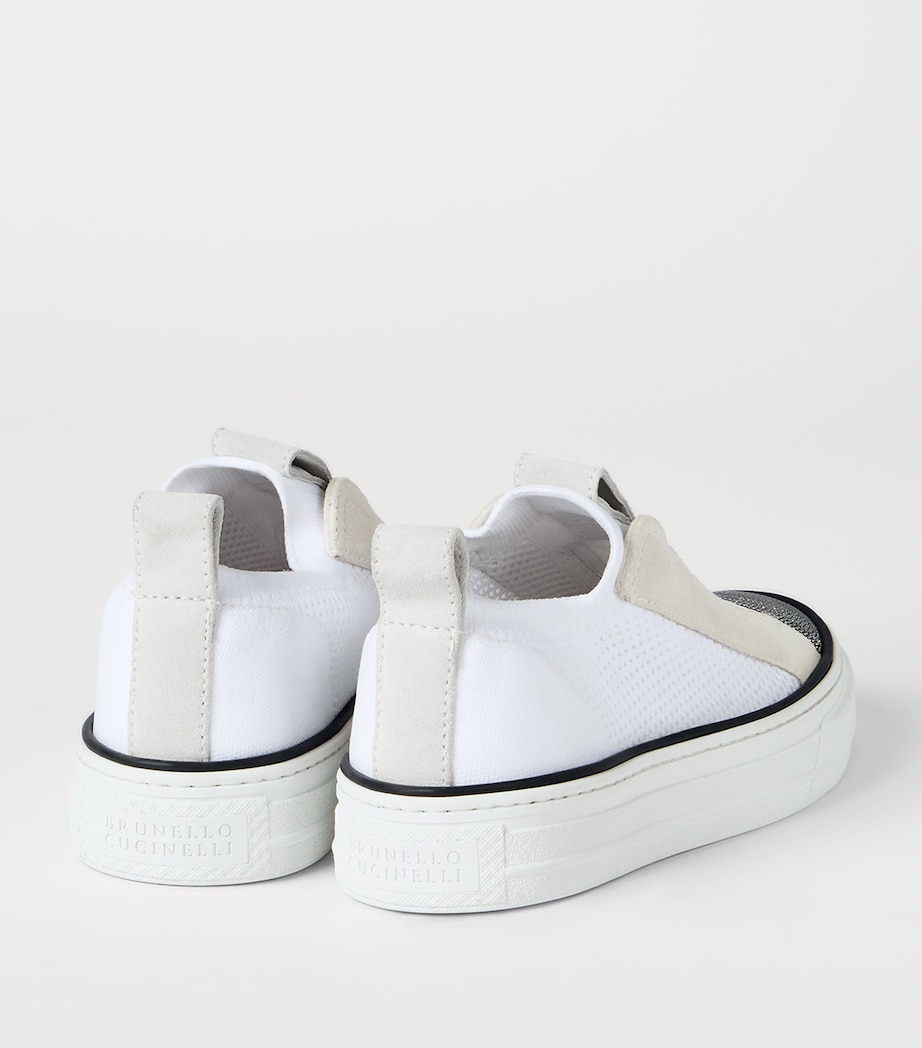 Brunello Cucinelli Knitted Suede-Trim Sneakers Image 5