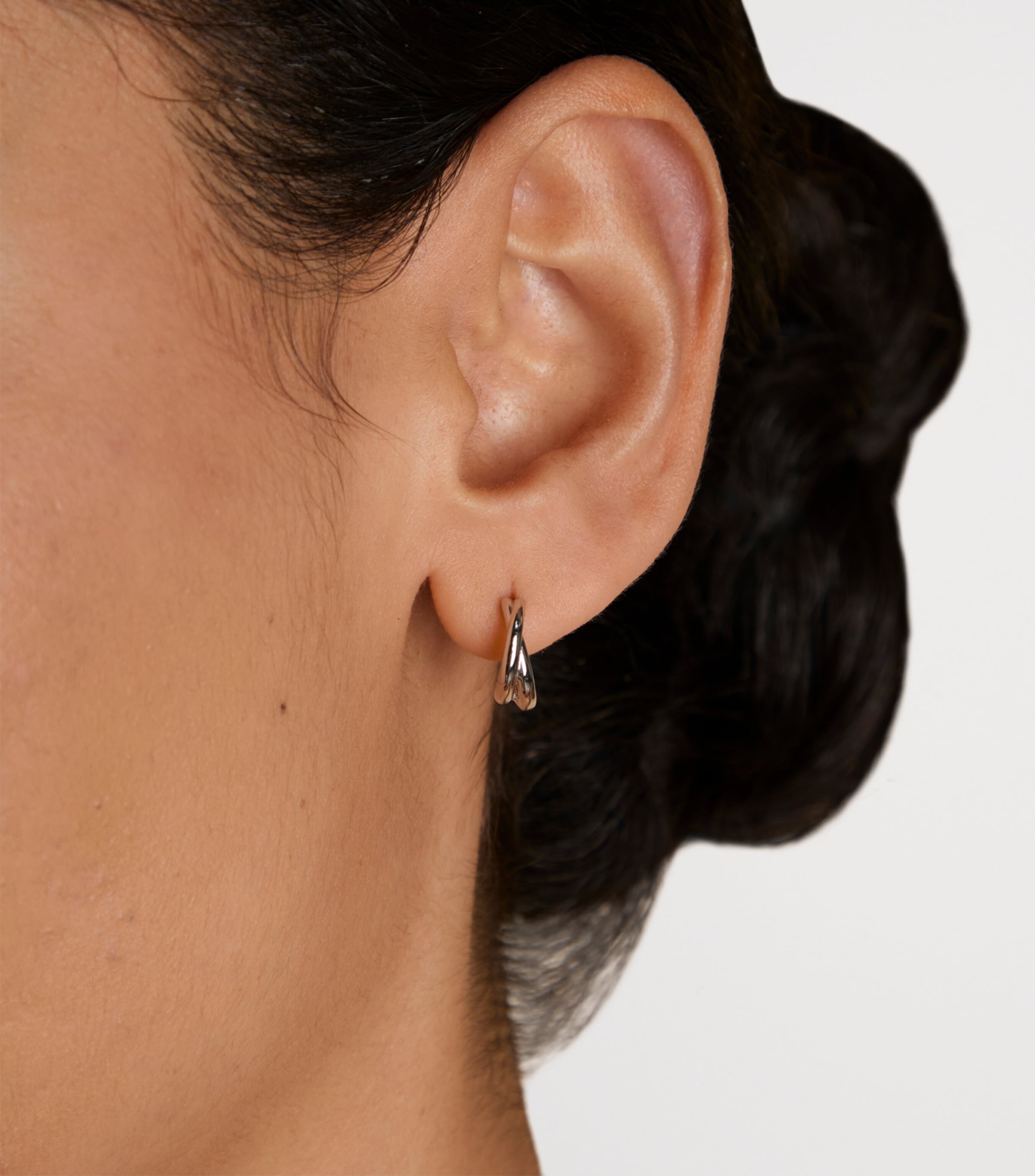 Astrid & Miyu Silver Crossover Illusion Huggie Earrings Silver Image 2