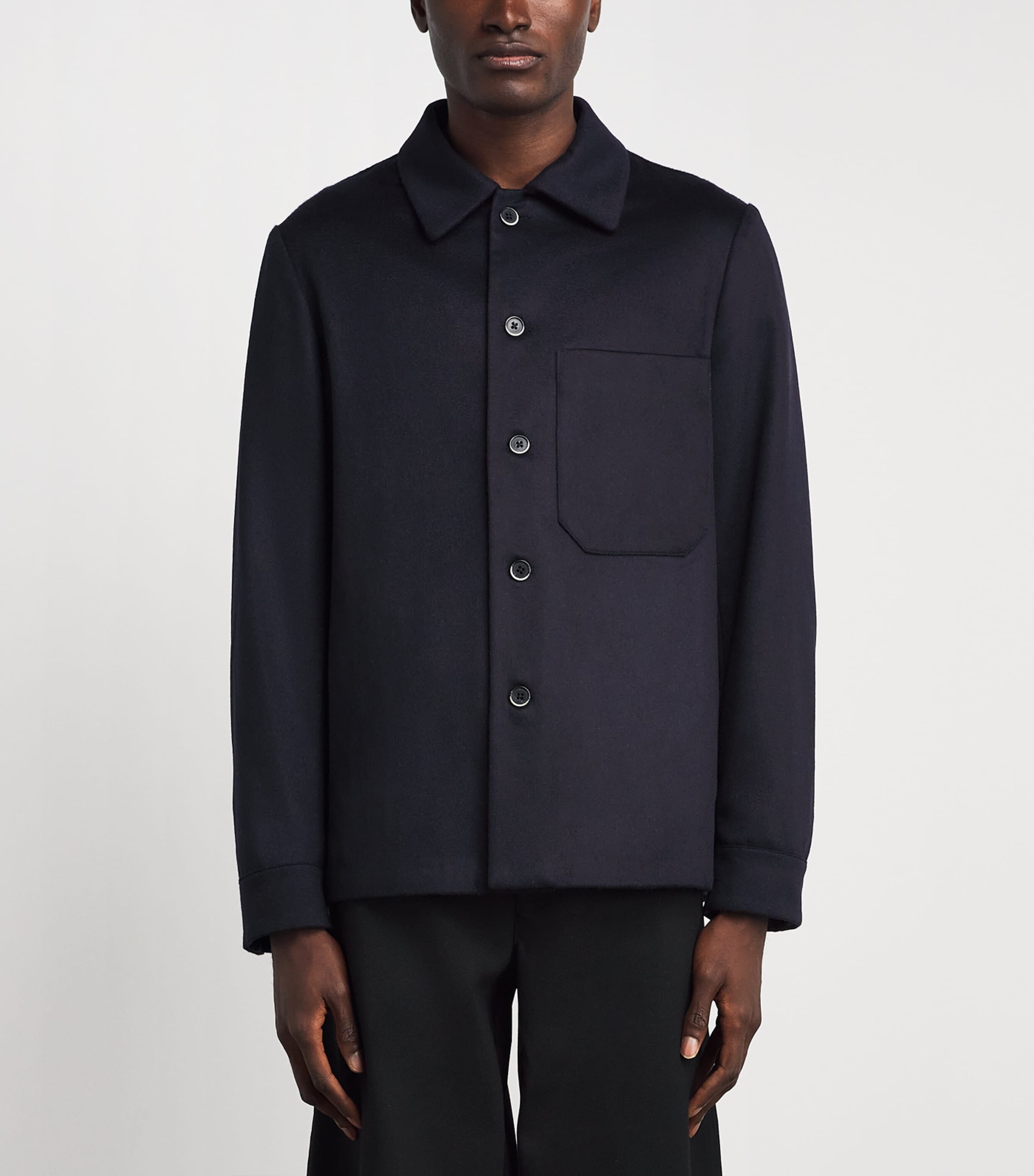 Barena Mens Brushed Cashmere Overshirt Navy Image 4