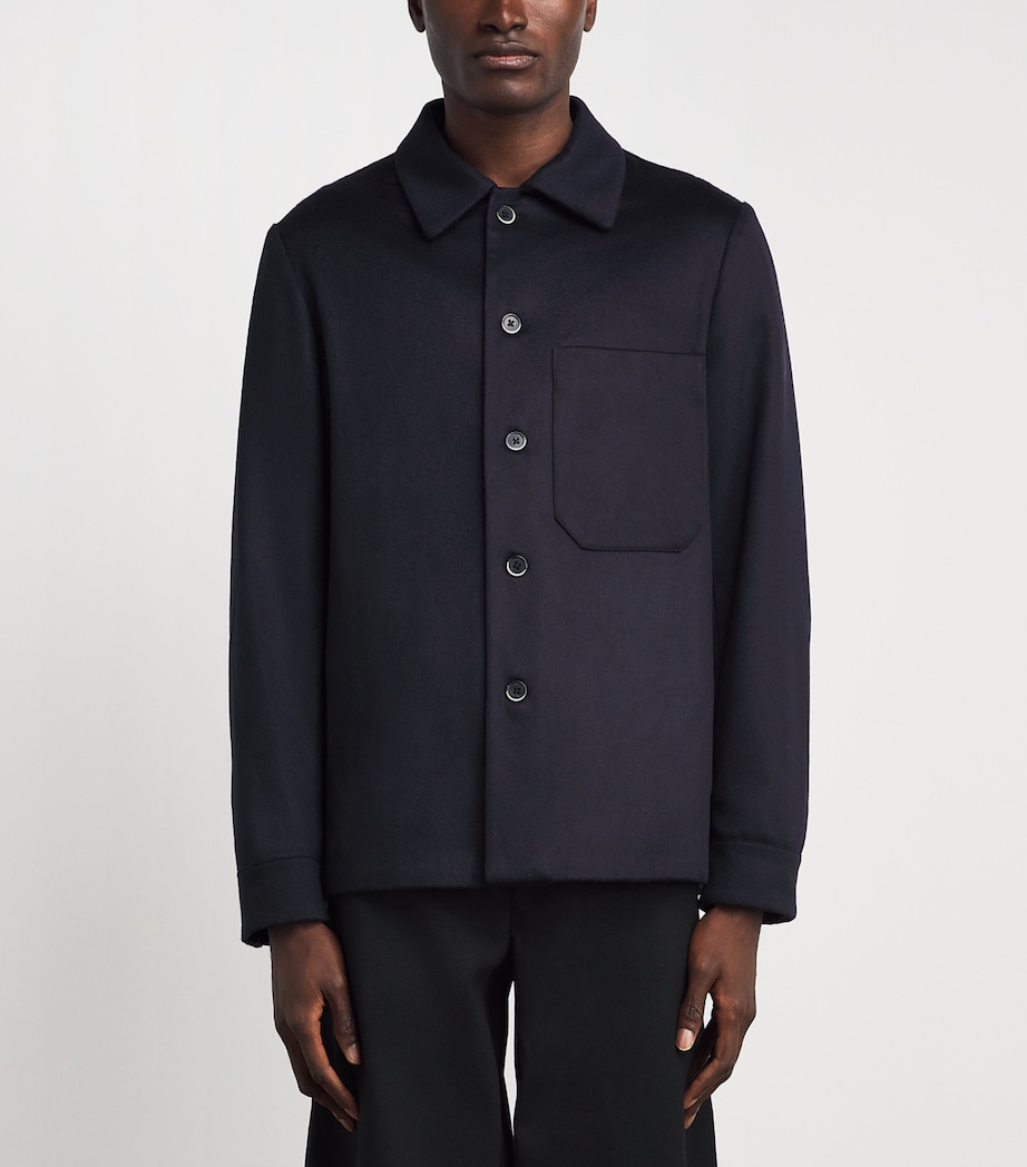 Barena Mens Brushed Cashmere Overshirt Navy Image 4