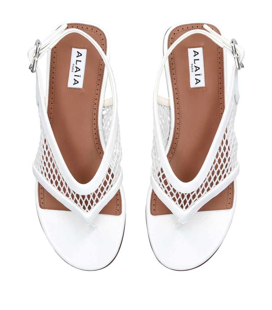 Alaïa Patent Leather Fishnet Sandals White Image 4