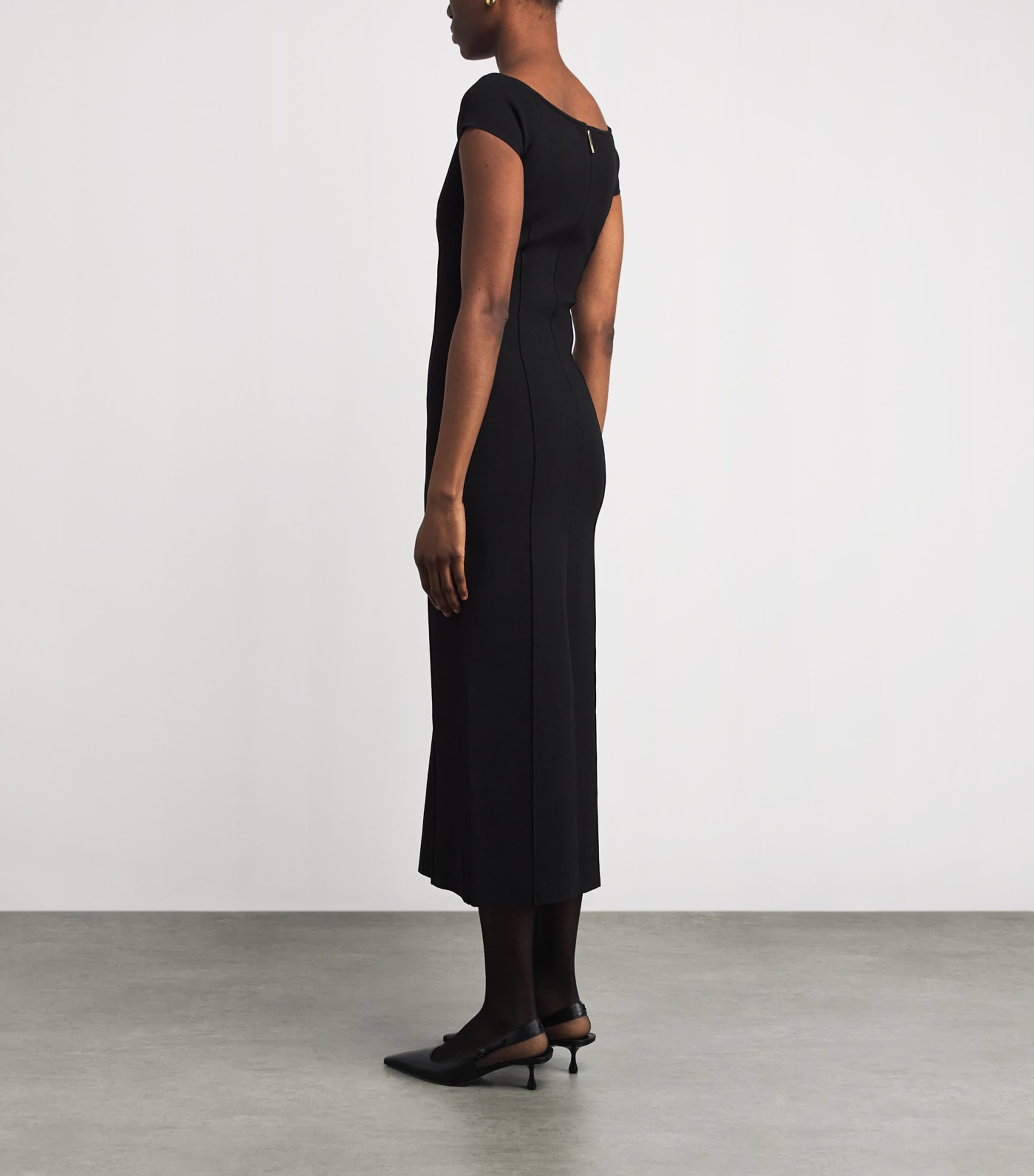 Milano-Knit Foin Compact Maxi Dress BLACK Image 3