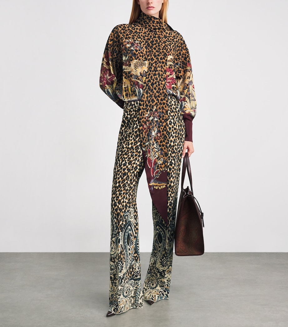 Etro Womens Silk Animal Paisley-Detail Shirt Burgundy Image 2