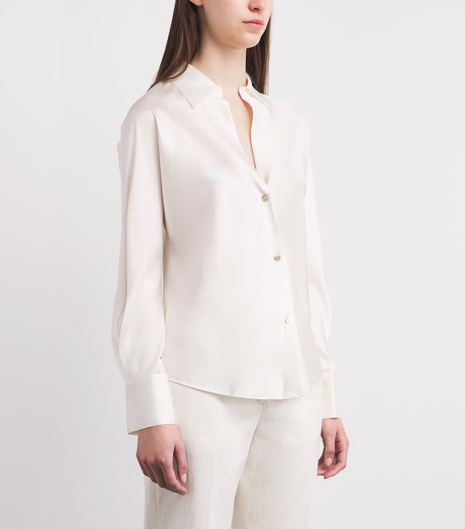 Vince Womens Silk Bias Blouse Off White Image 4