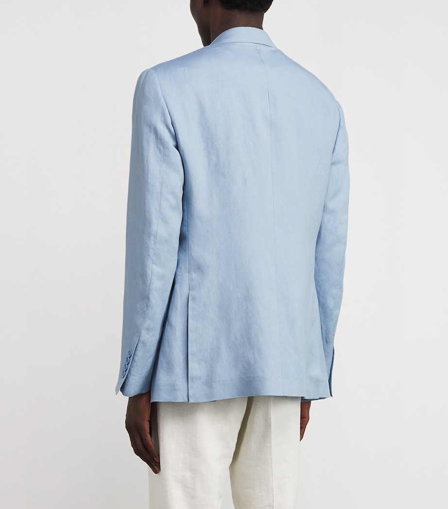 Ralph Lauren Purple Label Mens Silk-Linen Kent Blazer Chambray Blue Image 4