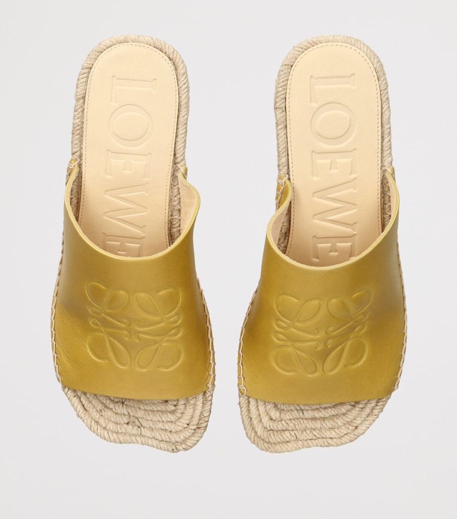 Leather Petal Espadrille Wedge Sandals 80 YELLOW Image 4