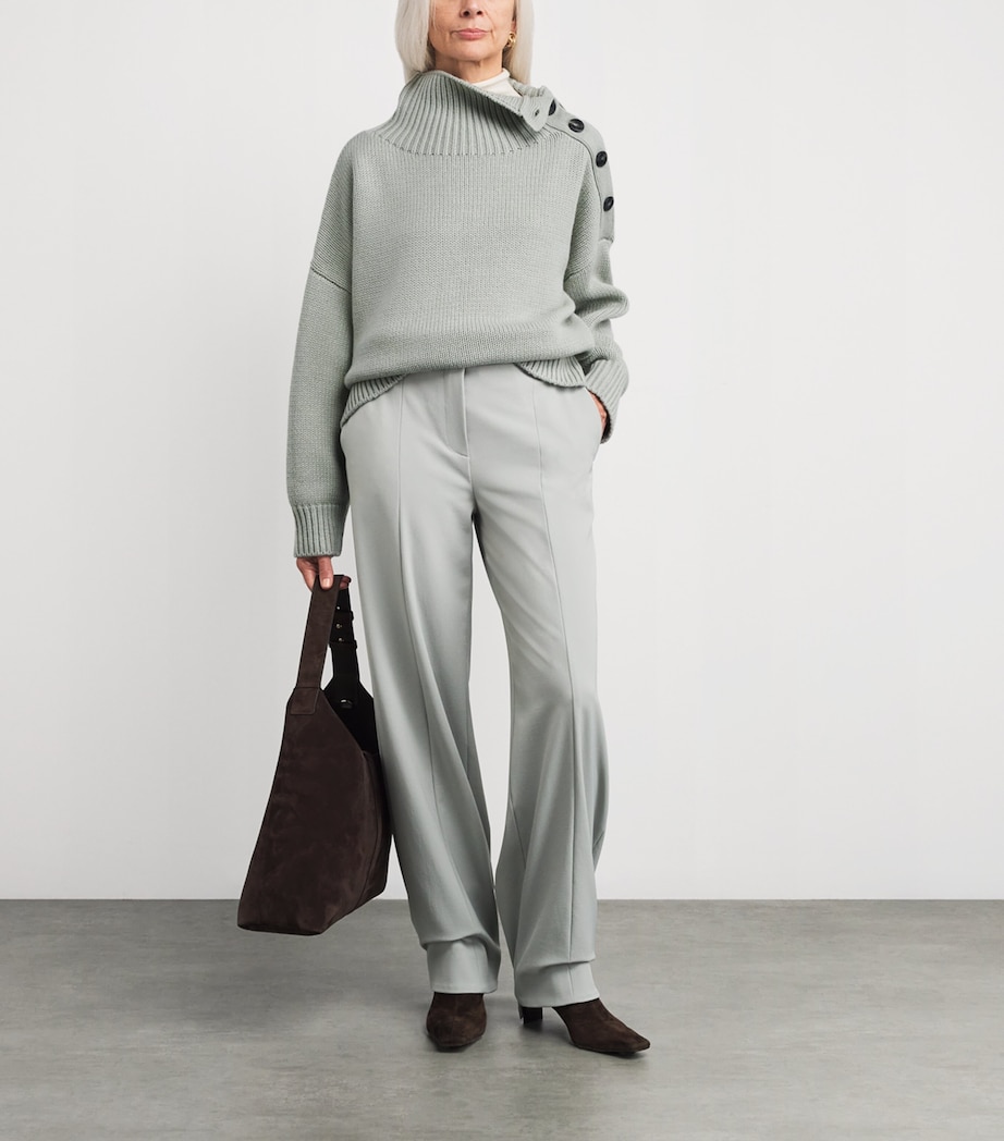 Wool-Cashmere Buttoned Sweater A8210 Image 2