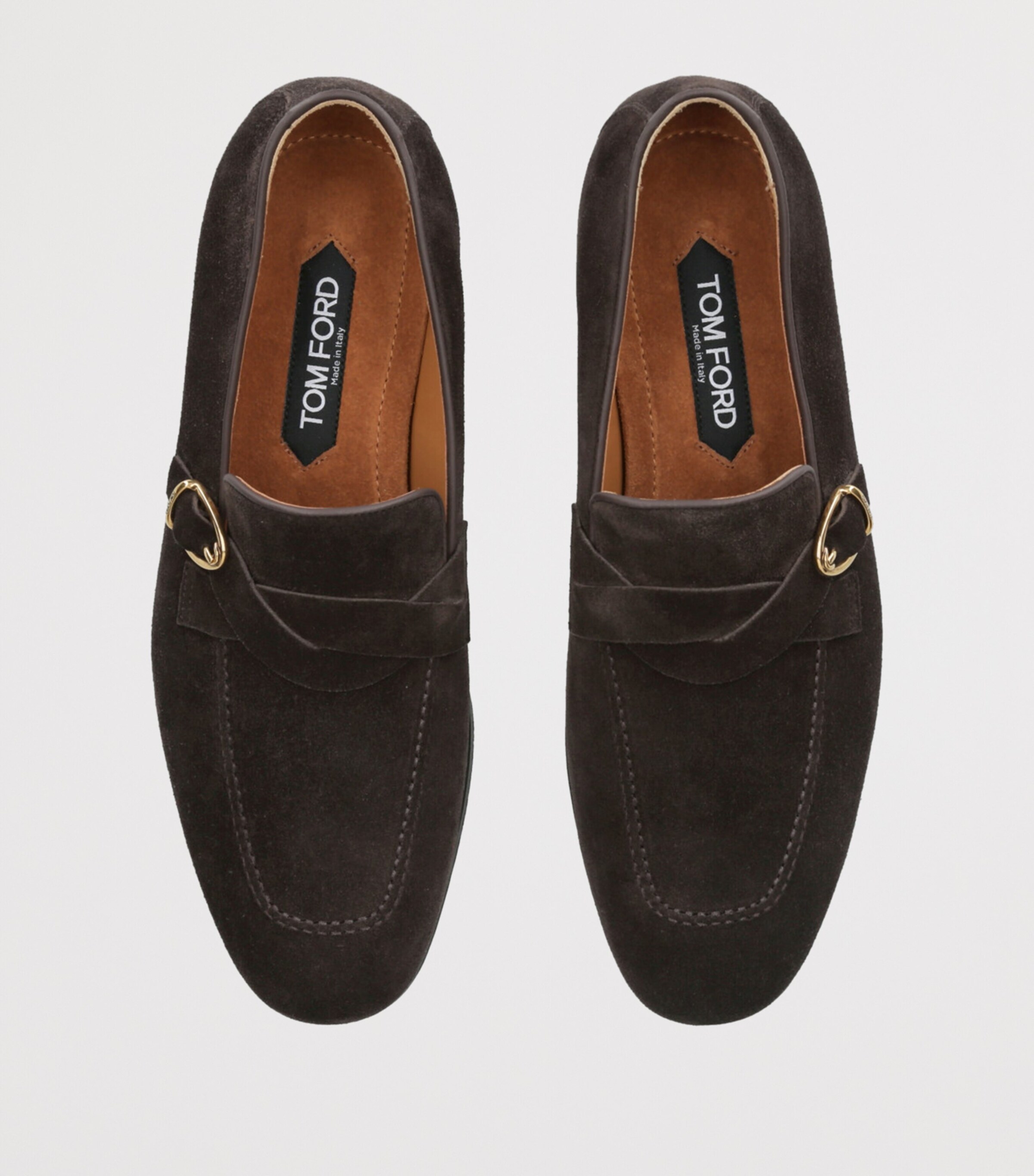 TOM FORD Brown Suede Side Buckle Loafers | Harrods UK