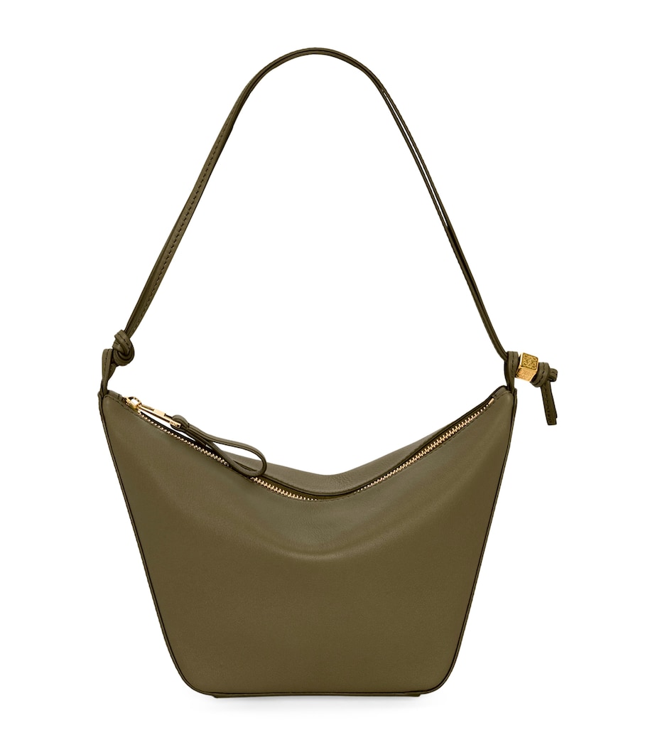 Mini Leather Hammock Hobo Bag DARK KHAKI GREEN Image 1