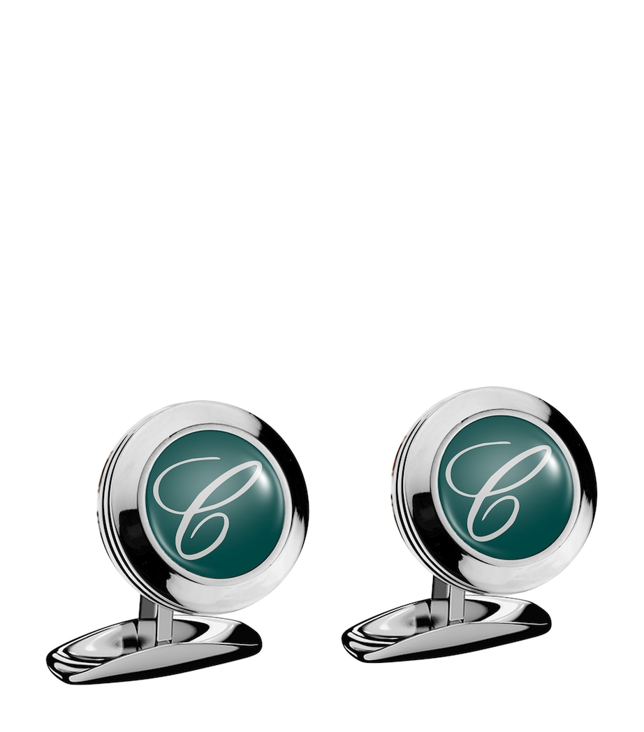 Classic Round Cufflinks GREEN Image 1