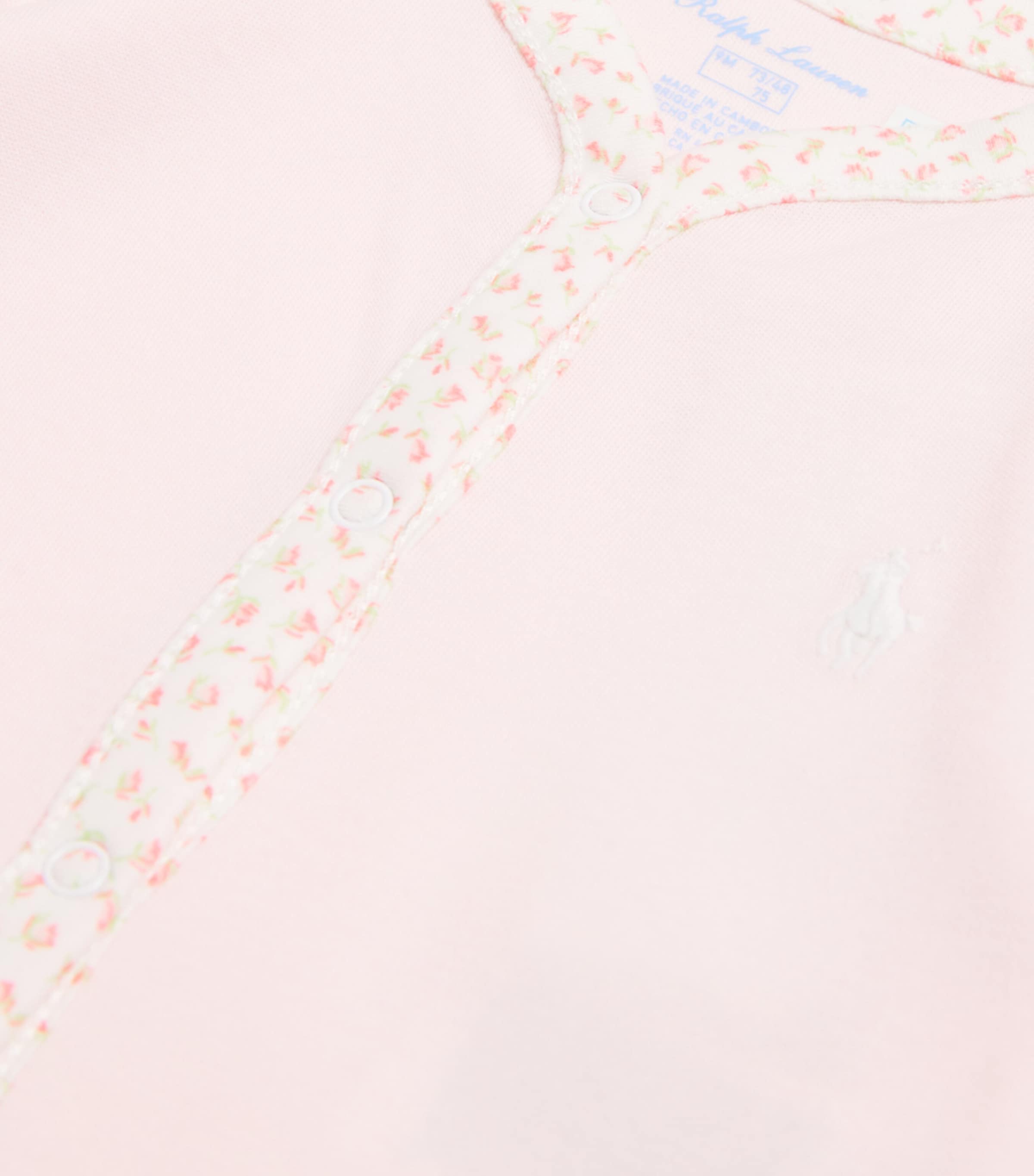 Ralph Lauren Kids Cotton Floral Trim All-In-One (0-9 Months) Delicate Pink Image 3