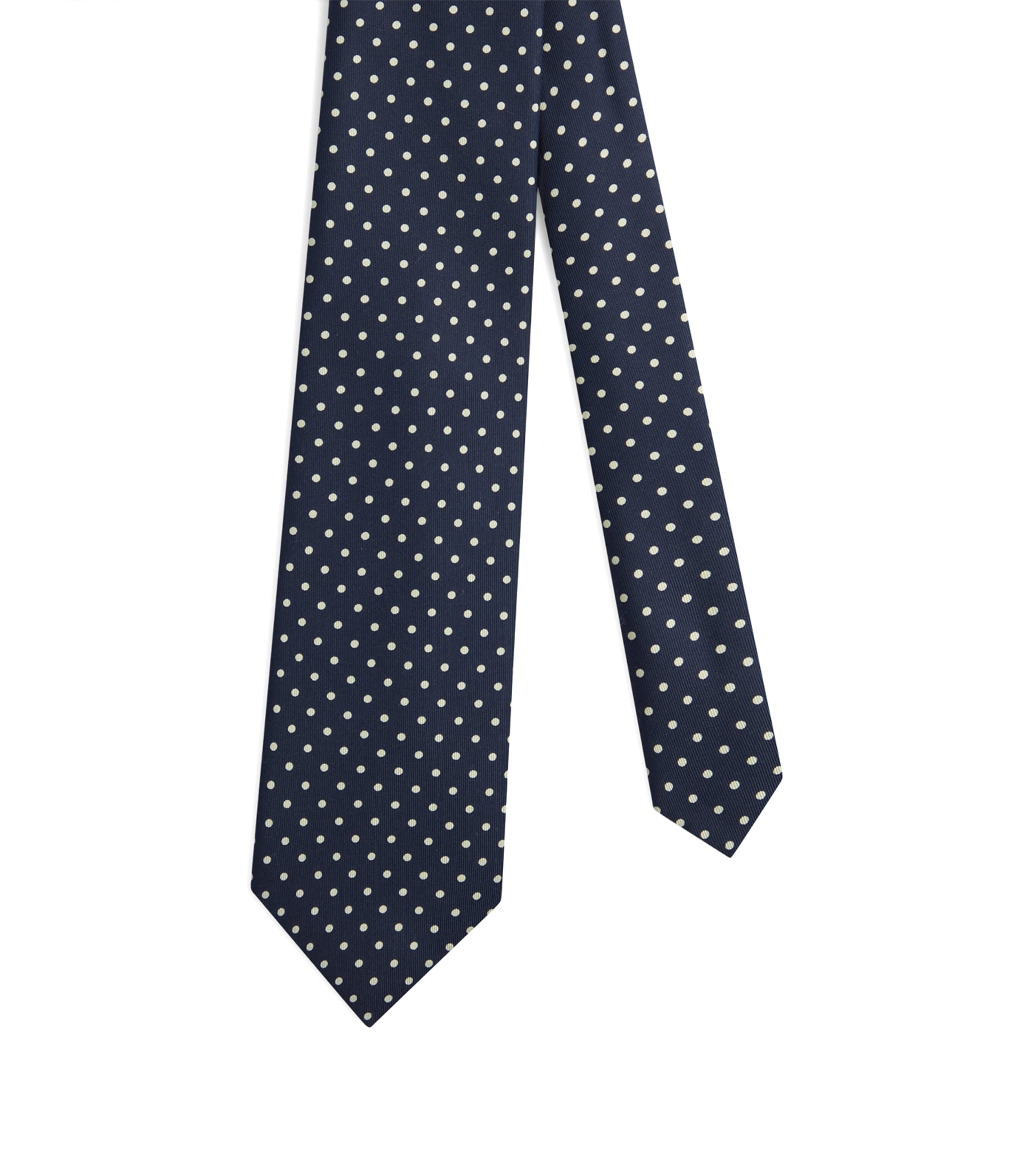 Dunhill Mulberry Silk Polka Dot Print Tie In Blue