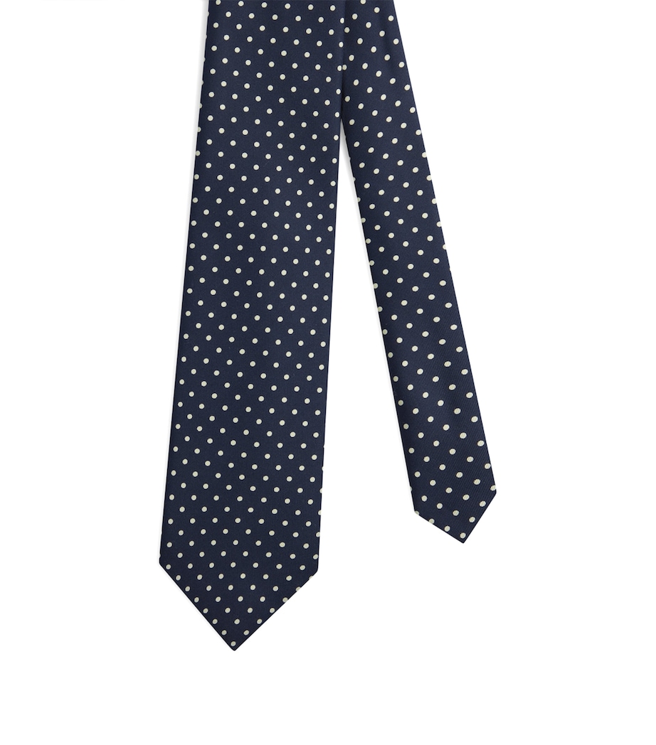 Mulberry Silk Polka Dot Tie 416HOUSE NAVY Image 1