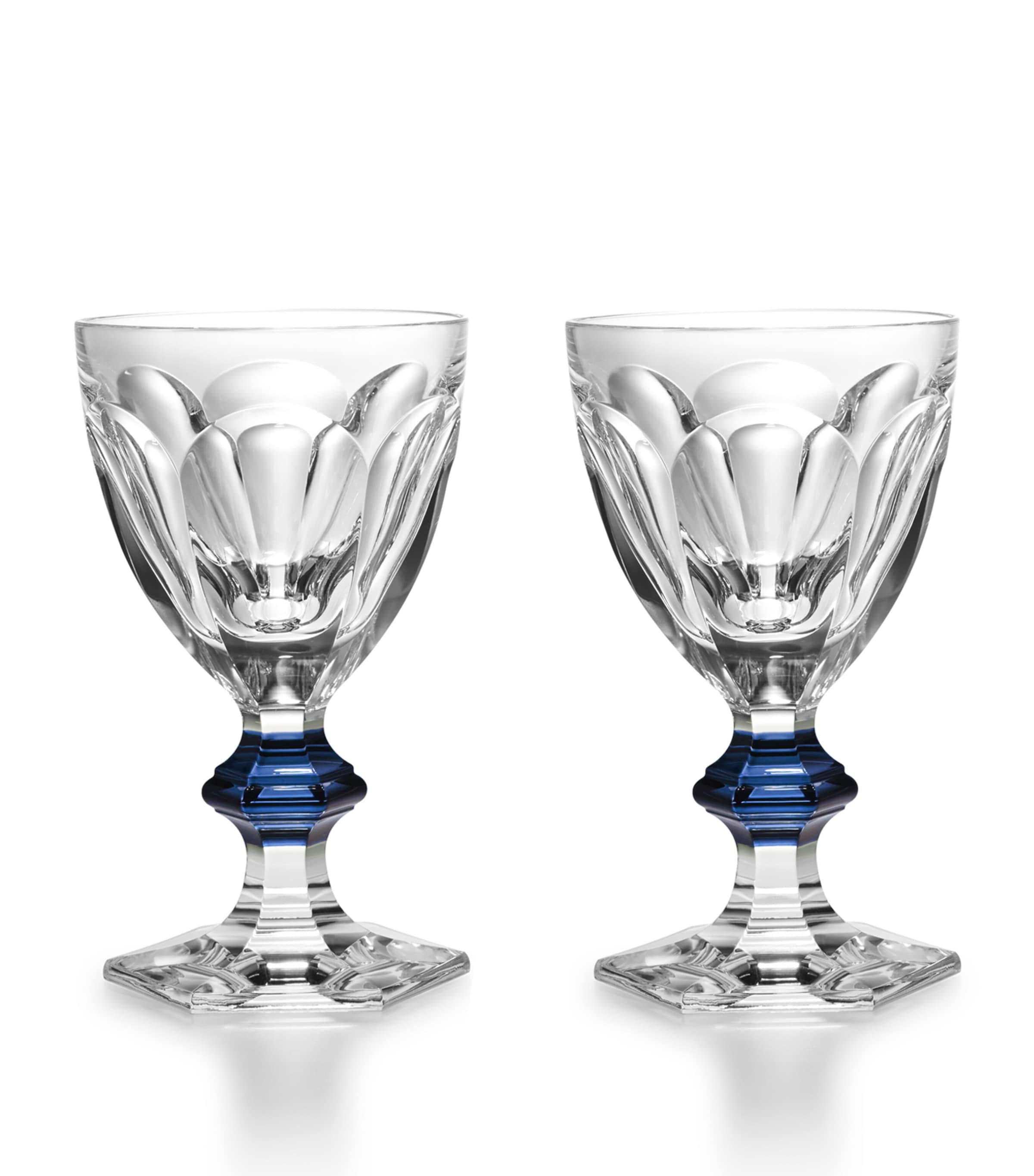 Baccarat Set Of 2 Harcourt 1841 Blue Knob Glasses