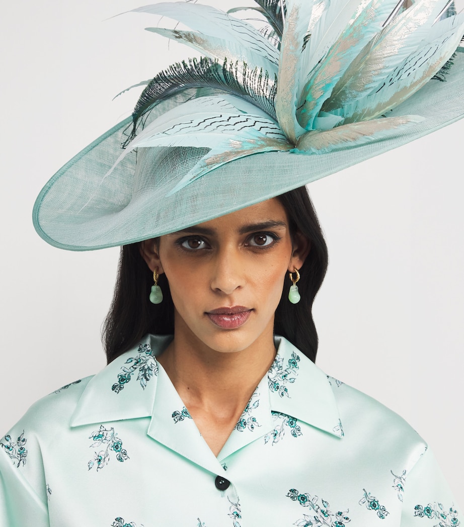 Bohemian Rhapsody Hat Fascinator DUCK EGG/NATURAL Image 4